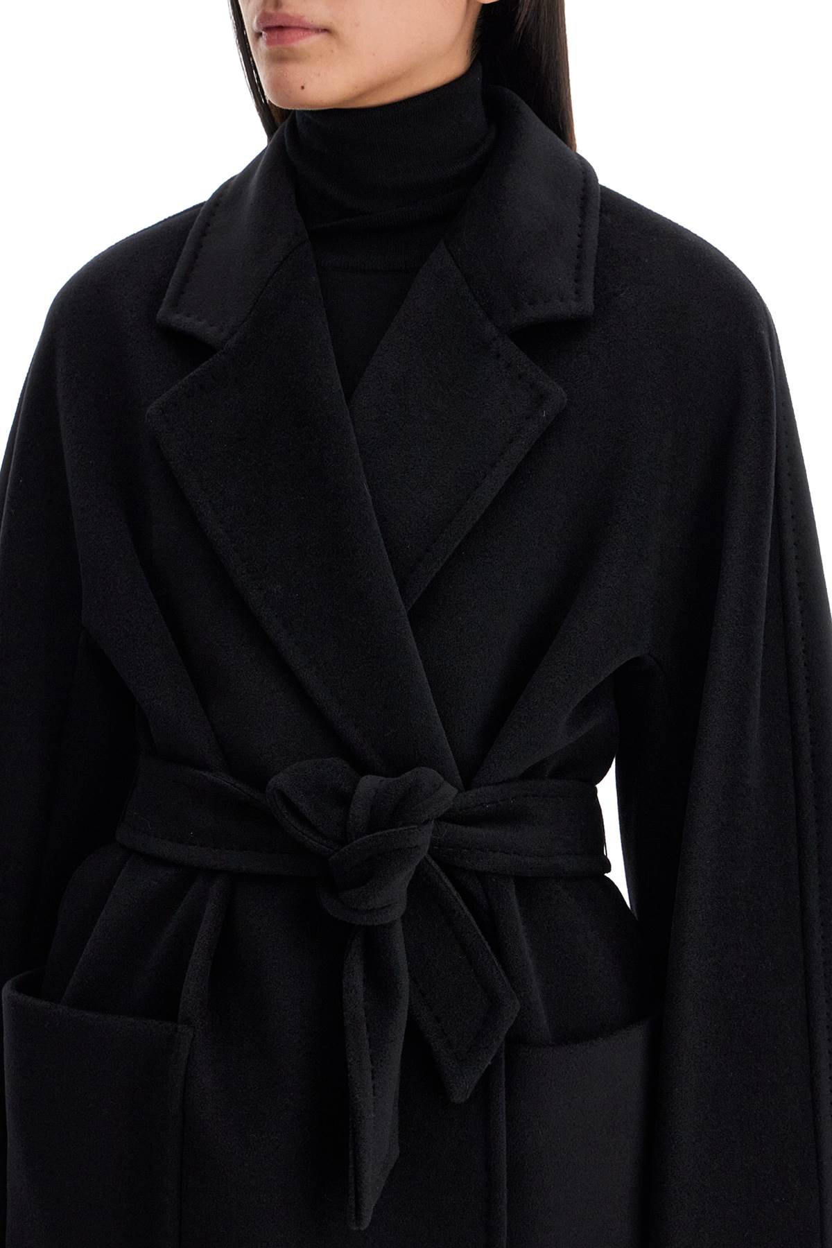 Shop Max Mara Locri Robe Coat With Wrap In Black