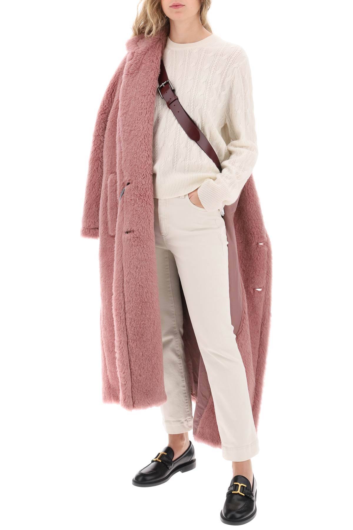 Shop Max Mara Zitto Long Teddy Coat In Pink
