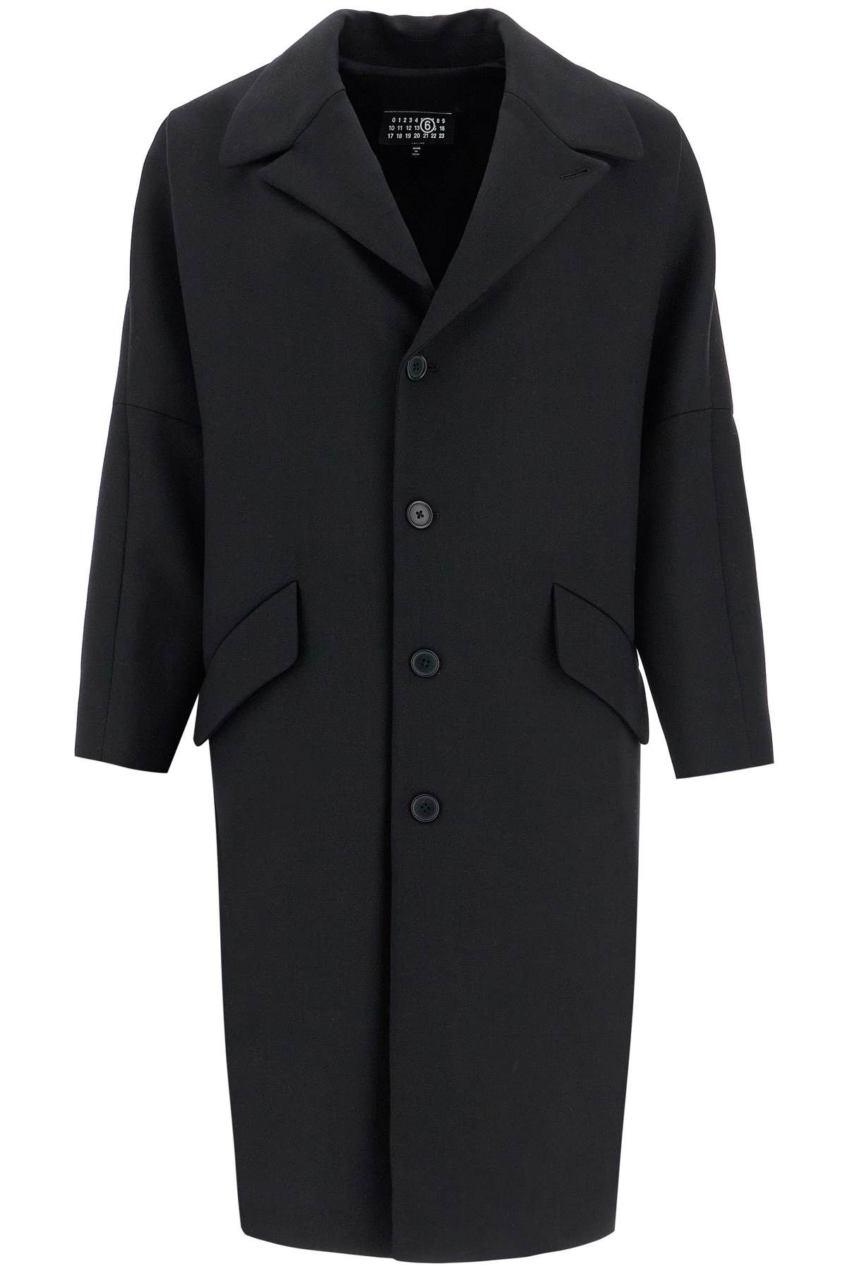 Shop Mm6 Maison Margiela "oversized Wool Blend Coat In Black