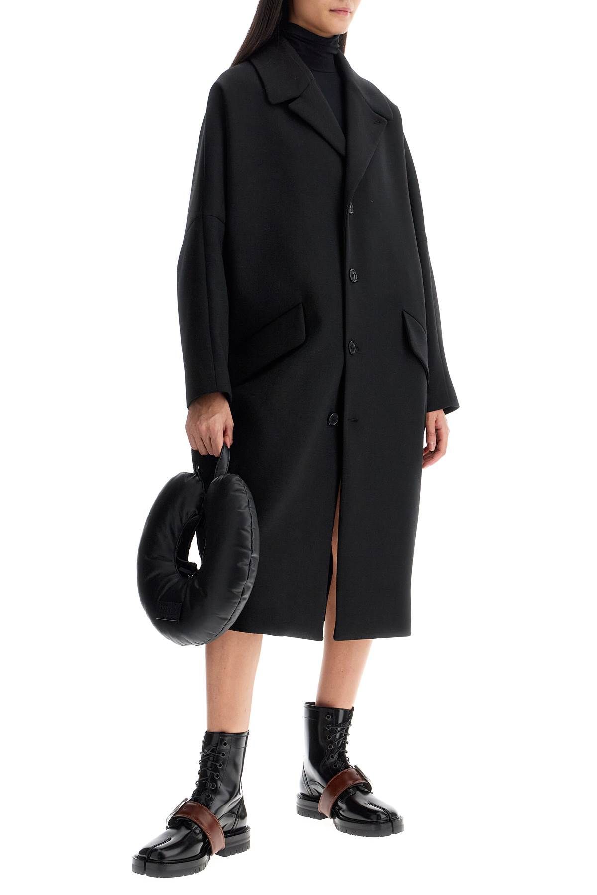 Shop Mm6 Maison Margiela "oversized Wool Blend Coat In Black