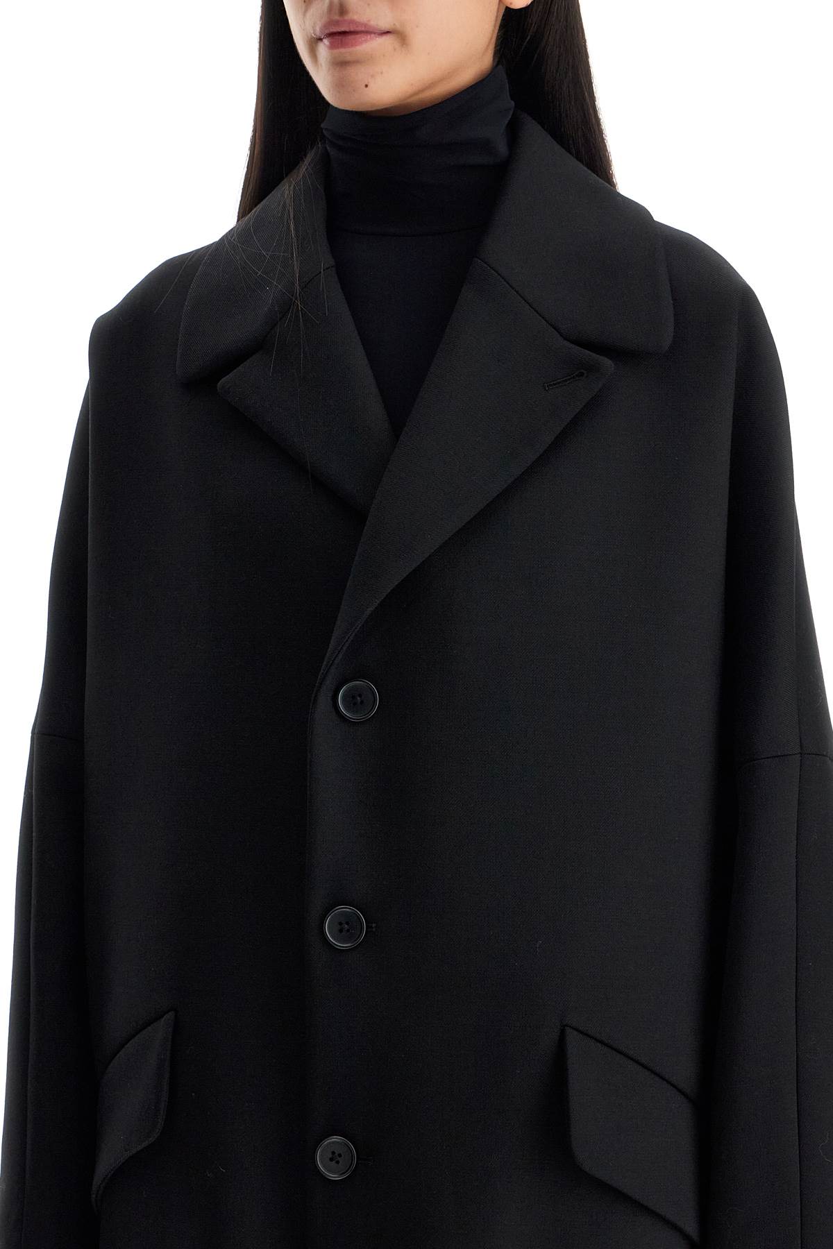 Shop Mm6 Maison Margiela "oversized Wool Blend Coat In Black