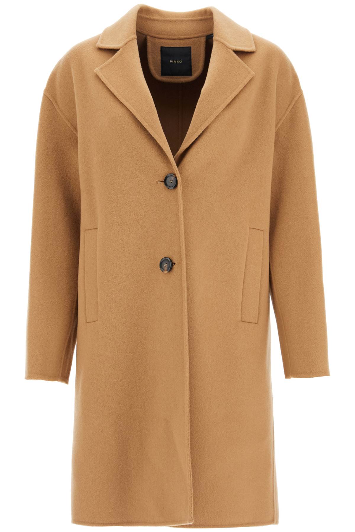 Shop Pinko Double Wool Coat With Screwdriver Design In Beige