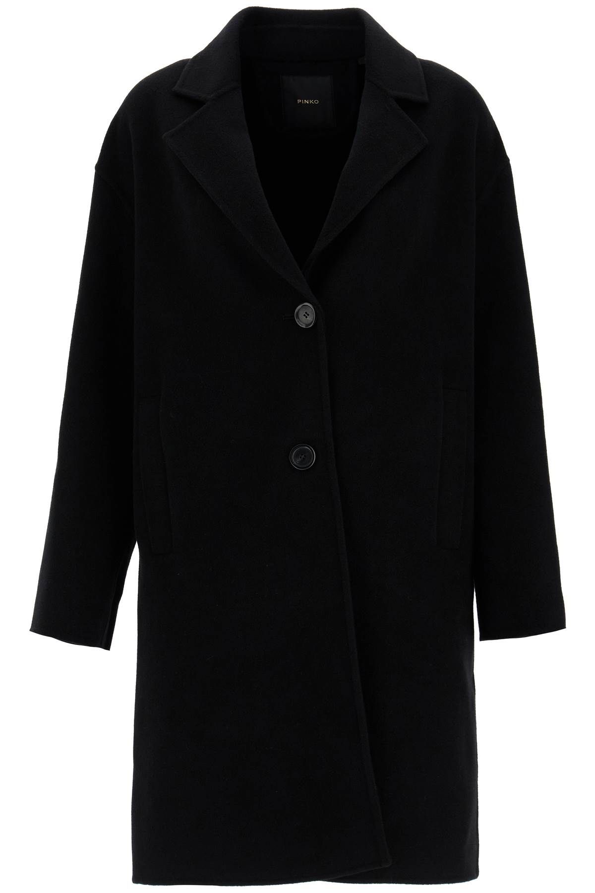 Shop Pinko Double Wool Coat With Screwdriver Design In Black