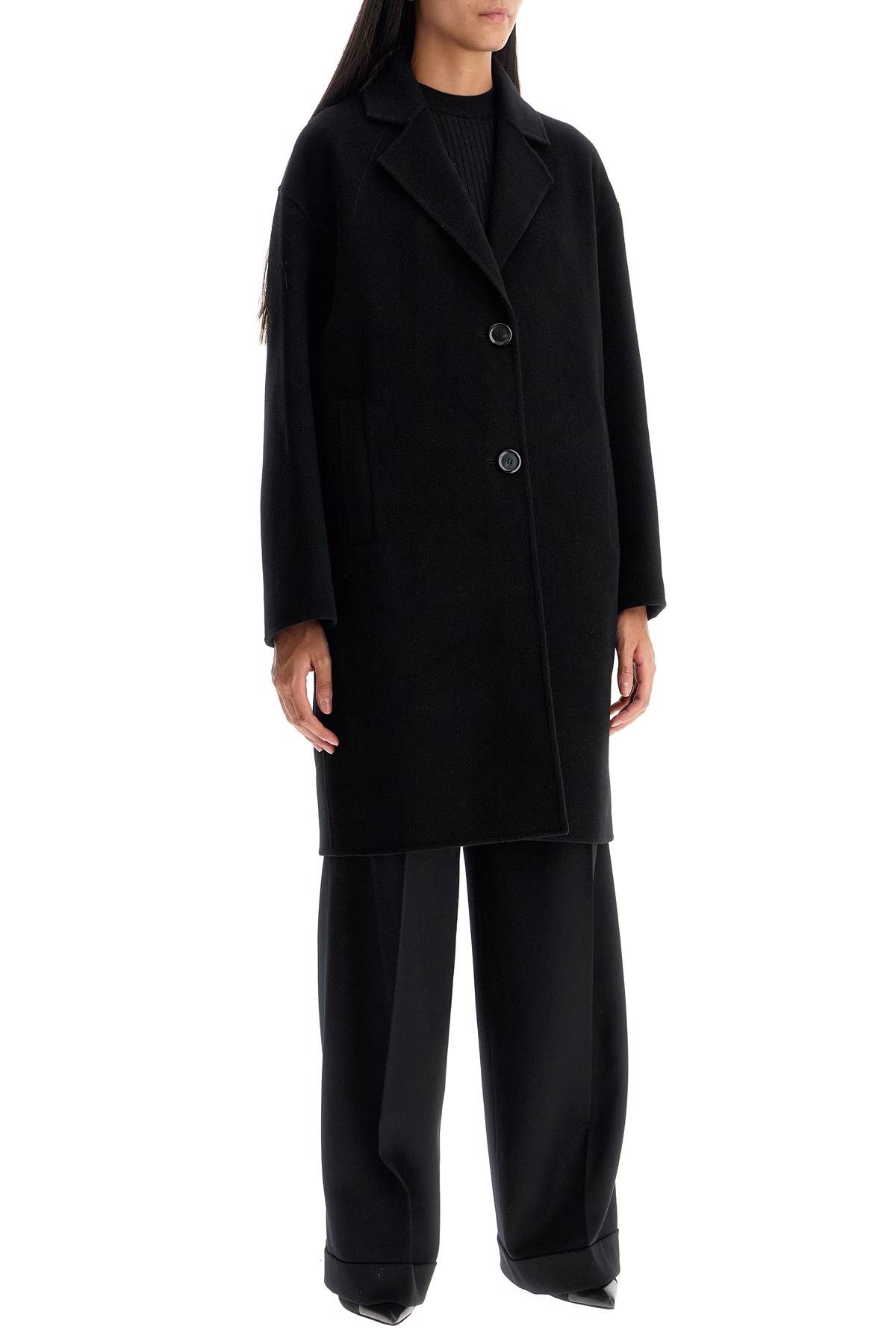 Shop Pinko Double Wool Coat With Screwdriver Design In Black