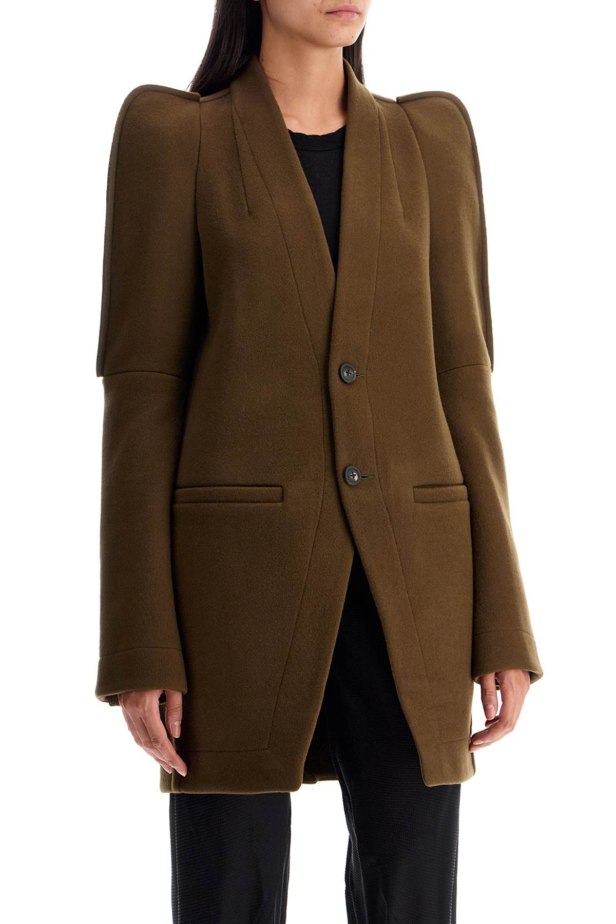 Shop Rick Owens "melton Wool Metro Blazer Coat In In Khaki