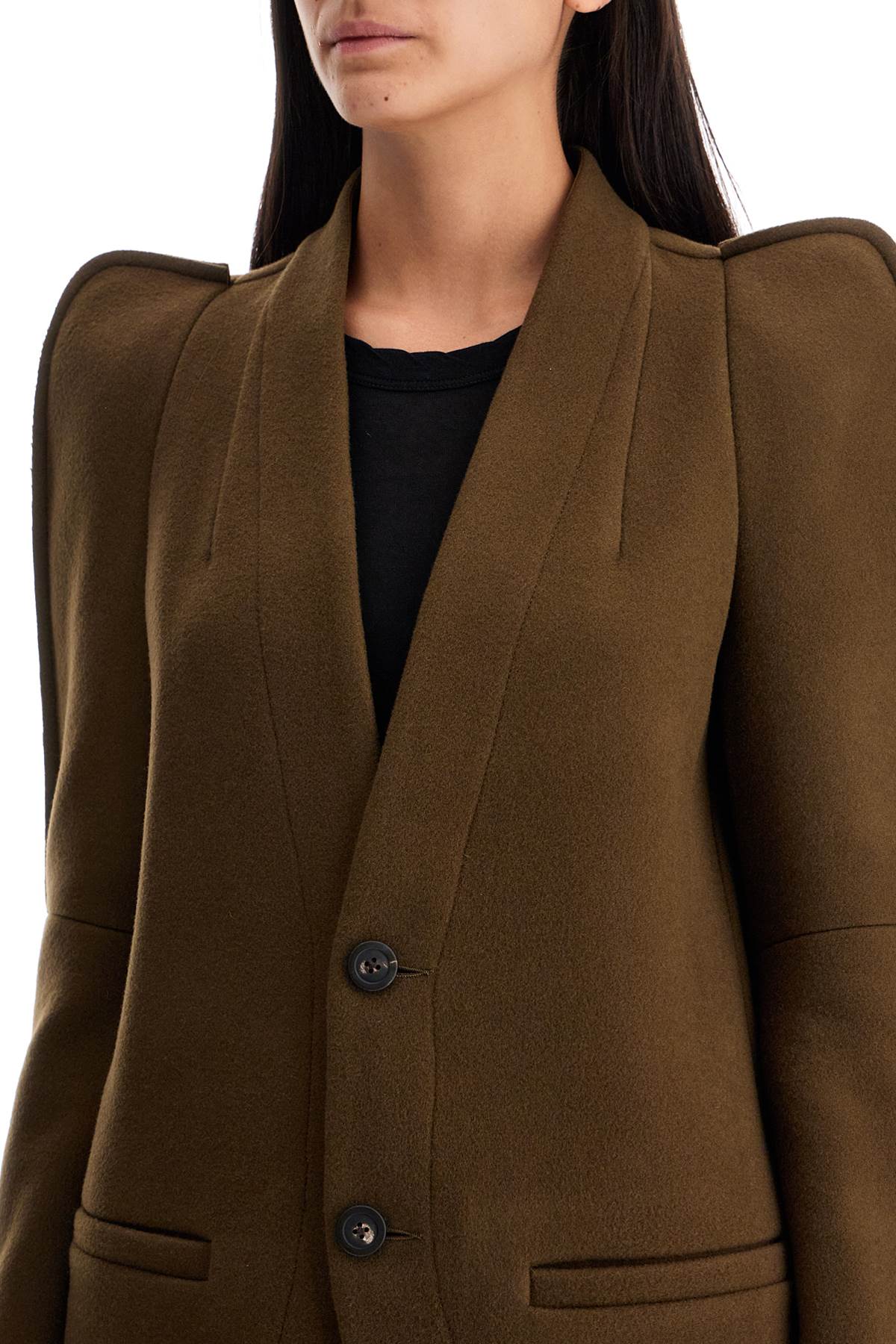 Shop Rick Owens "melton Wool Metro Blazer Coat In In Khaki