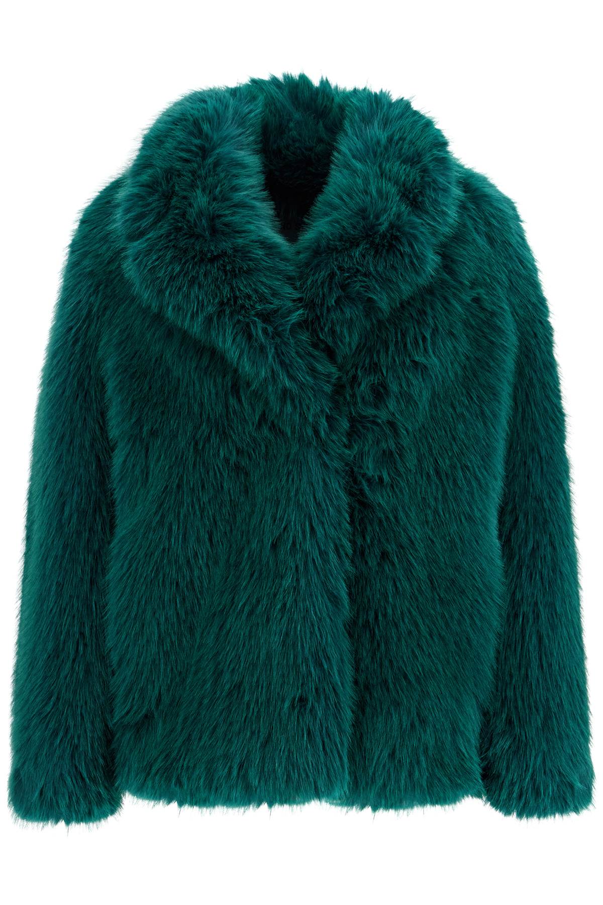 Shop Stand Studio Short Hunter Coat In Faux Fur In Green