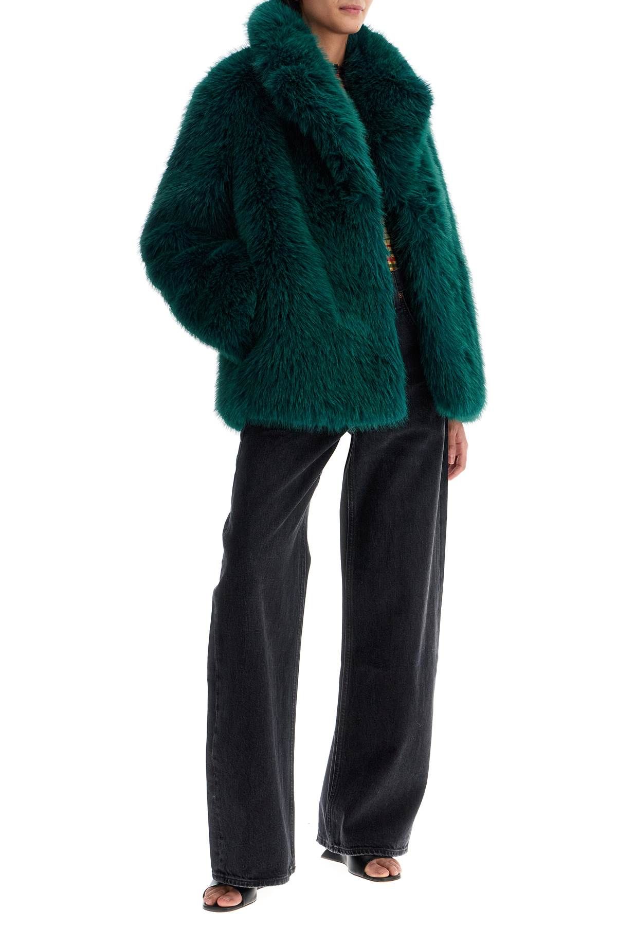 Shop Stand Studio Short Hunter Coat In Faux Fur In Green