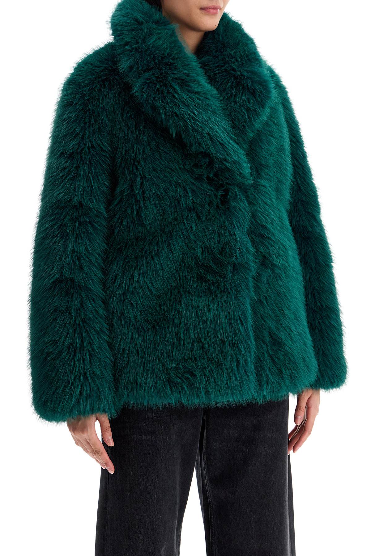 Shop Stand Studio Short Hunter Coat In Faux Fur In Green