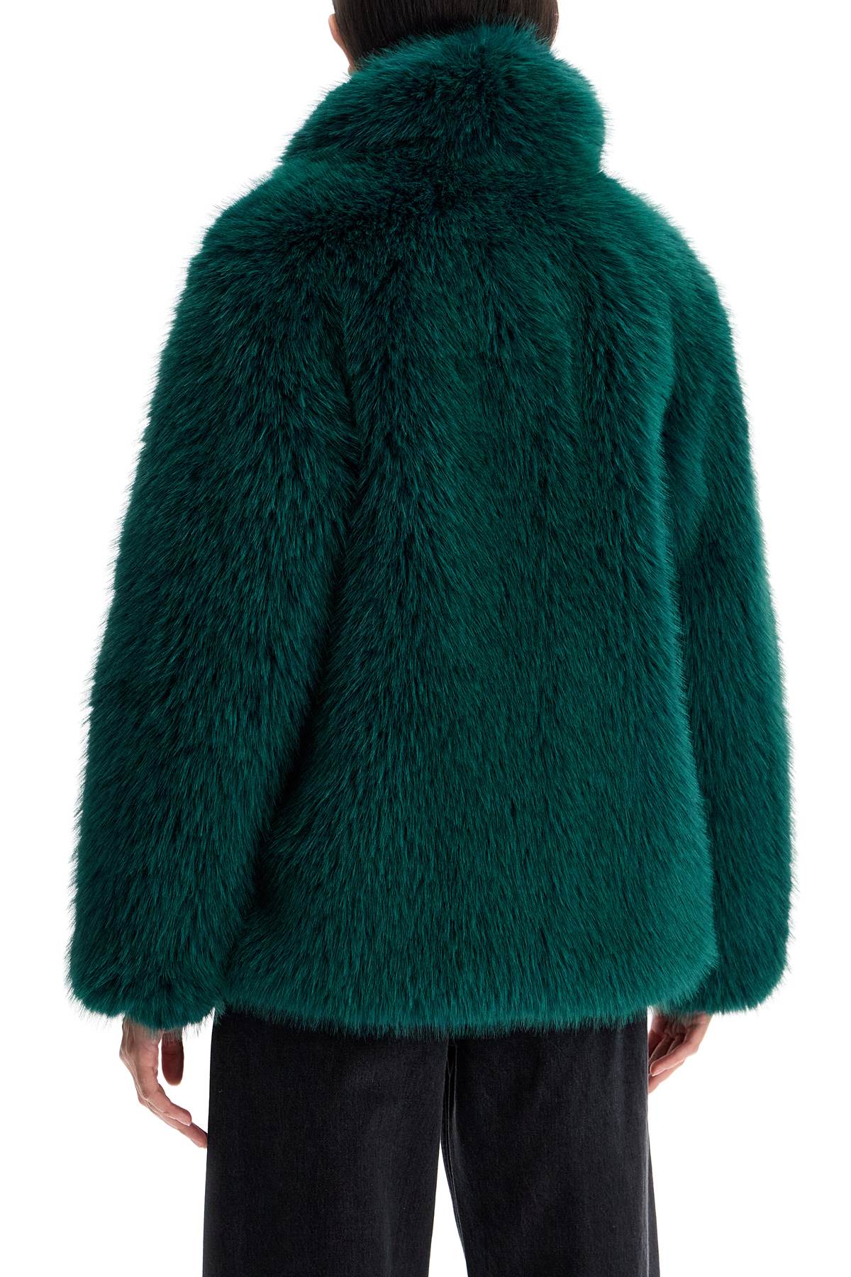 Shop Stand Studio Short Hunter Coat In Faux Fur In Green