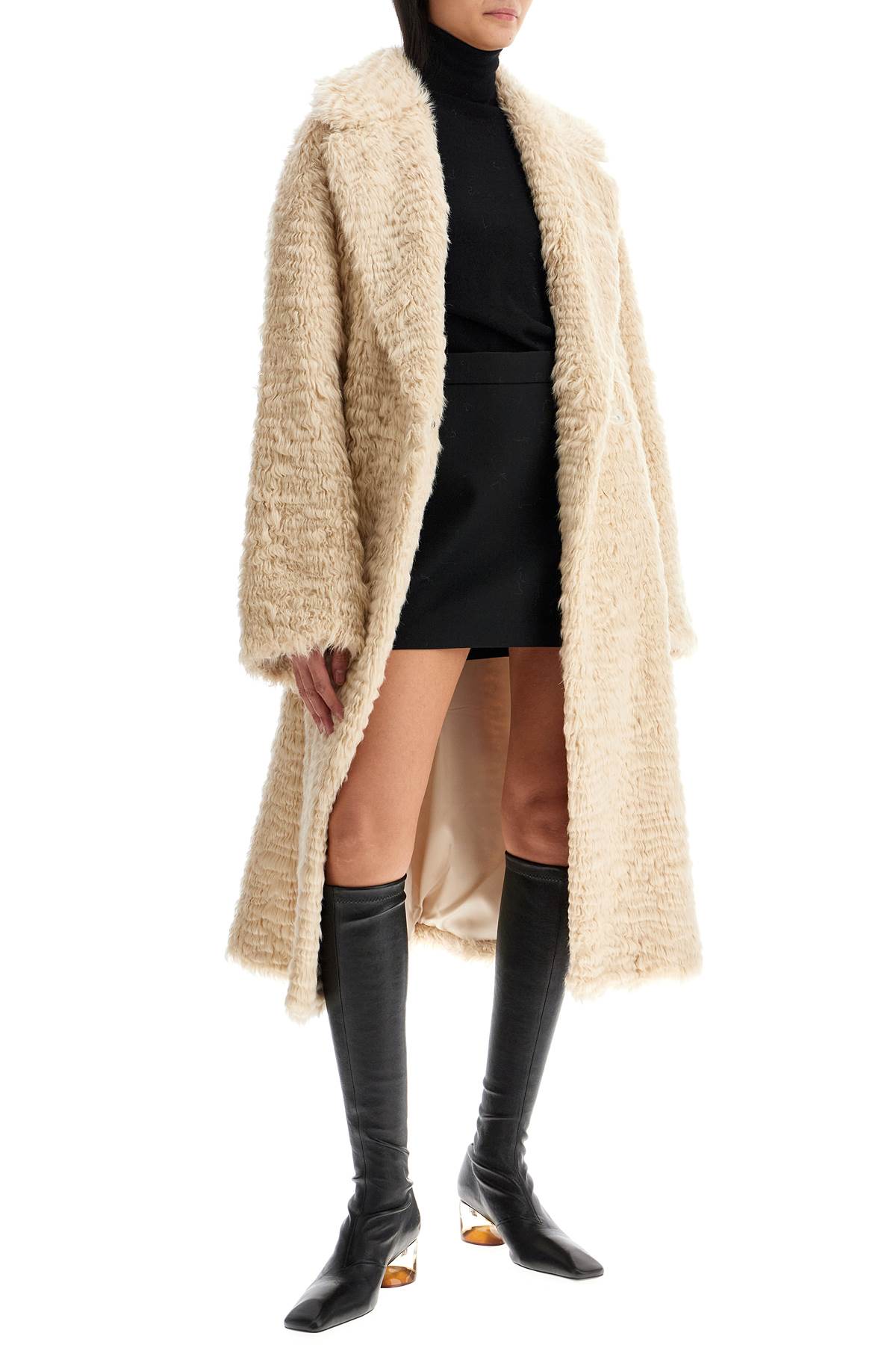 Shop Stand Studio Nicole Faux Fur Coat In Beige