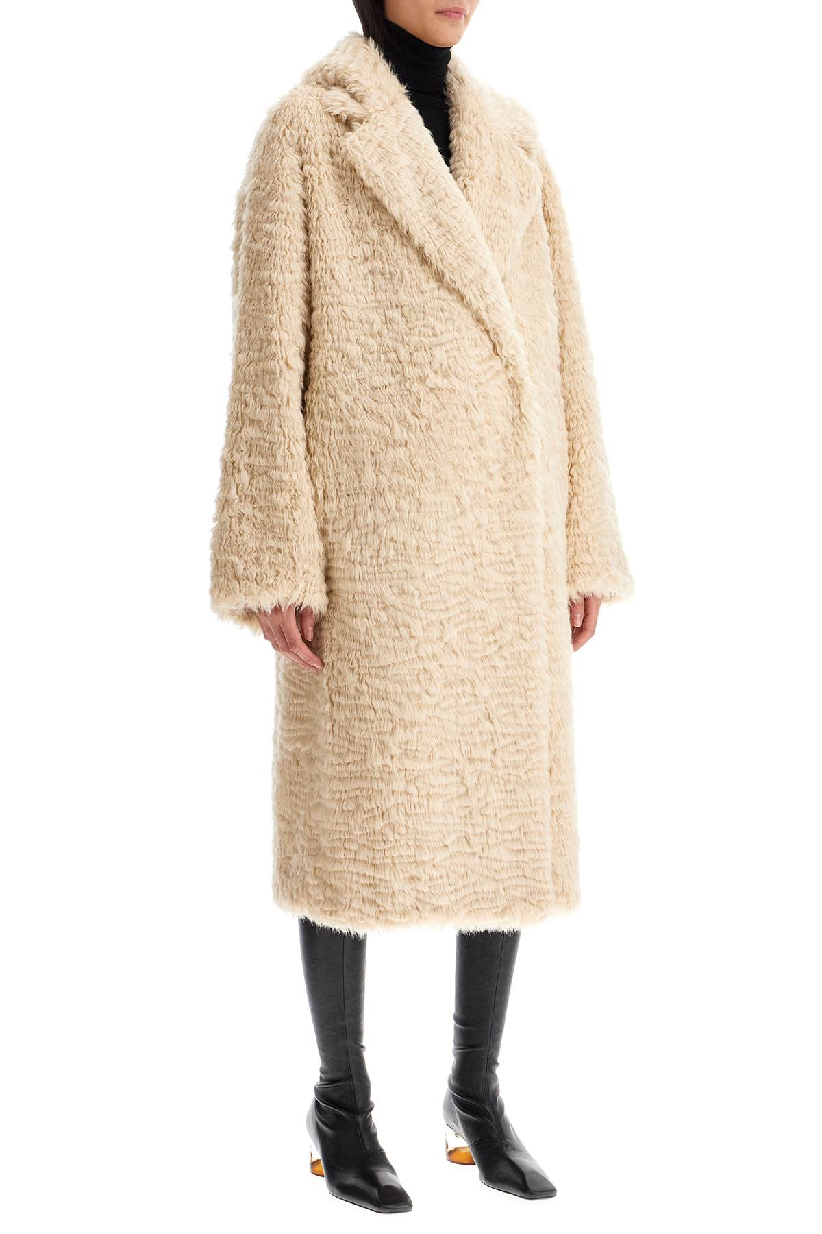 Shop Stand Studio Nicole Faux Fur Coat In Beige