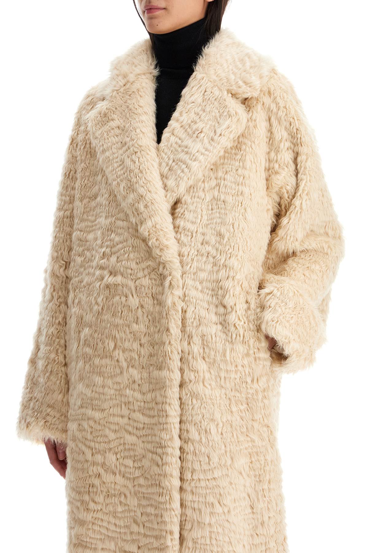 Shop Stand Studio Nicole Faux Fur Coat In Beige