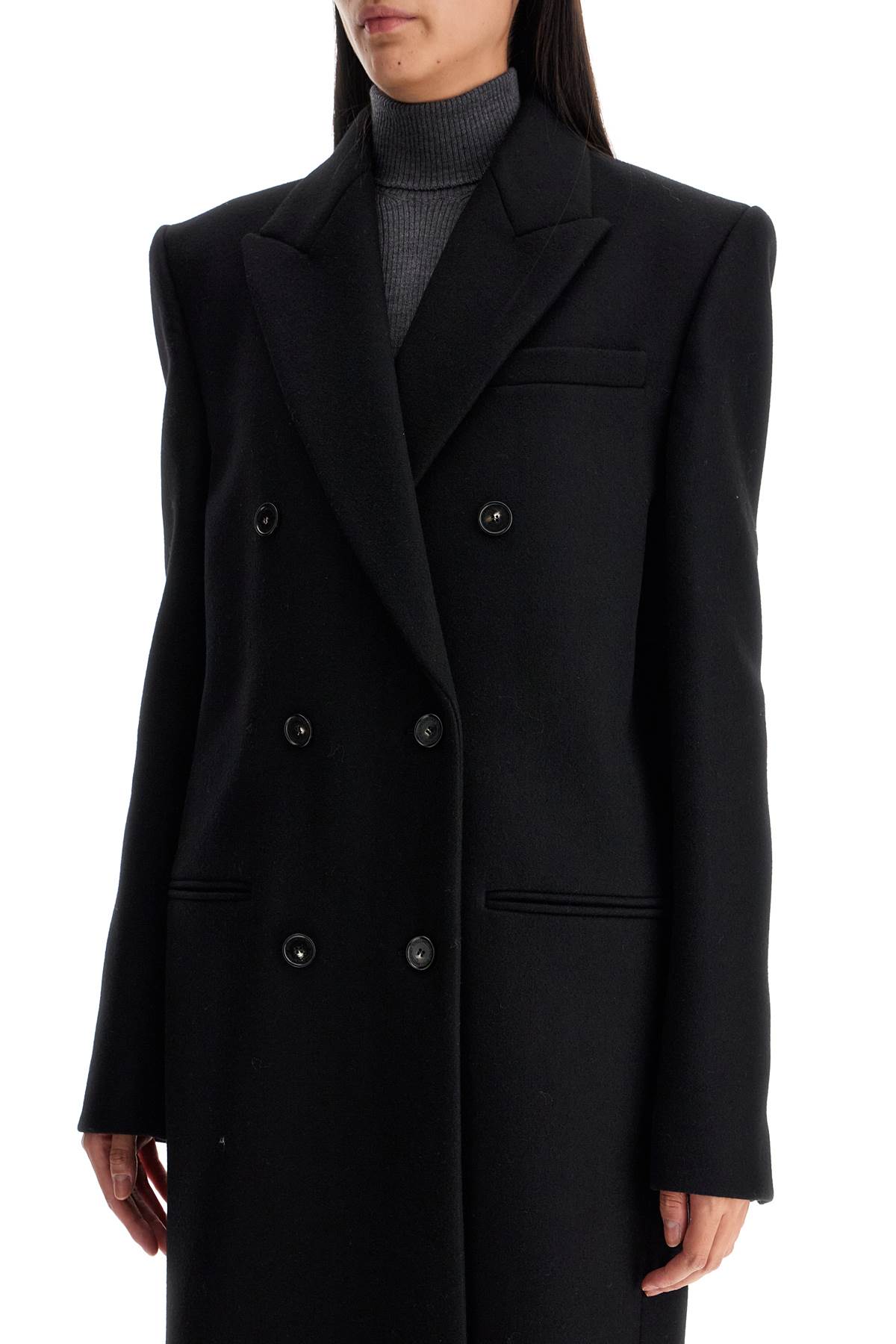 Shop Stella Mccartney Long Double-breasted Coat In Black