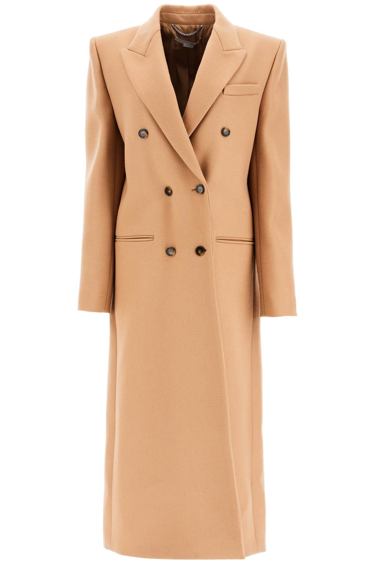 Shop Stella Mccartney Long Double-breasted Coat In Beige