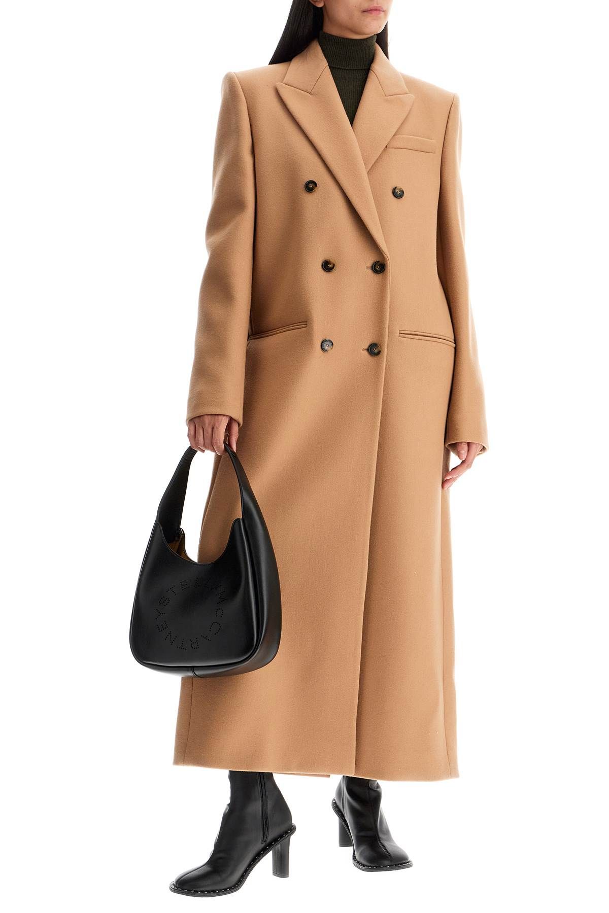 Shop Stella Mccartney Long Double-breasted Coat In Beige