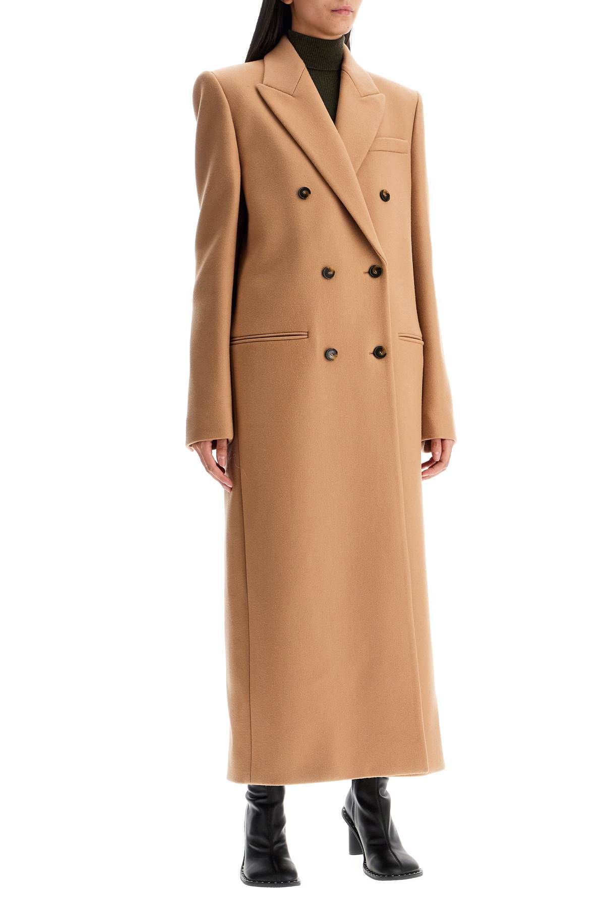 Shop Stella Mccartney Long Double-breasted Coat In Beige