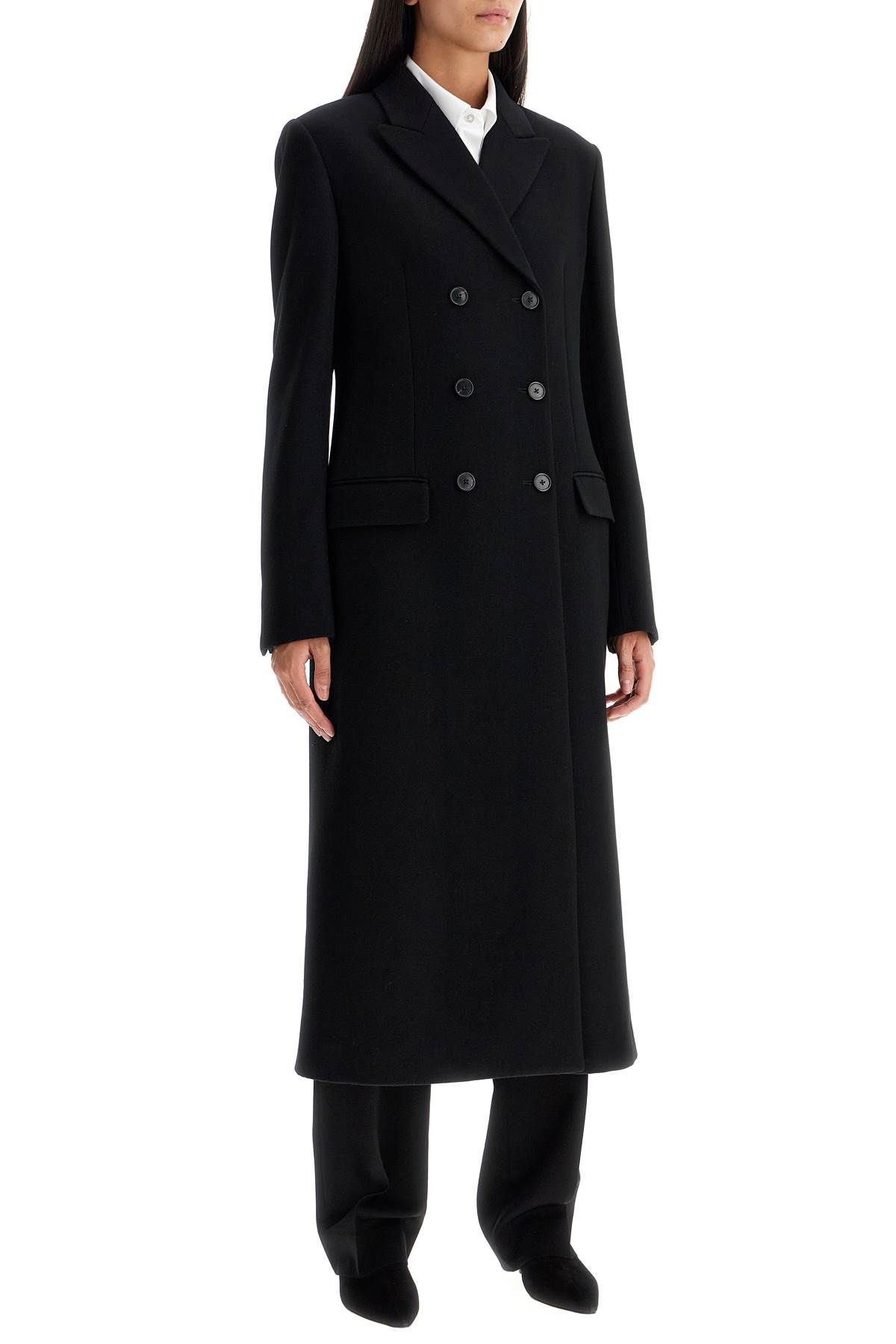 Shop The Row Double-breasted Woody Coat In Black