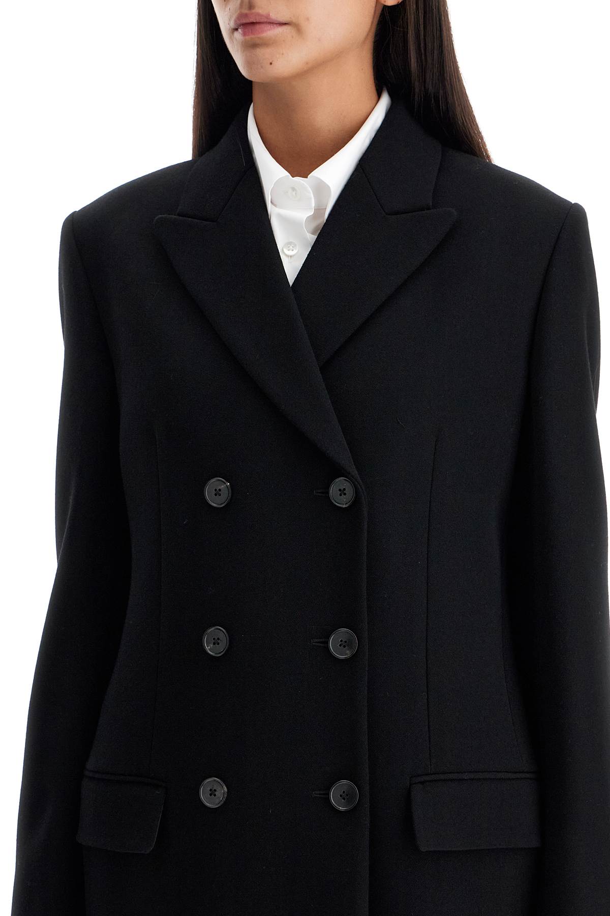 Shop The Row Double-breasted Woody Coat In Black