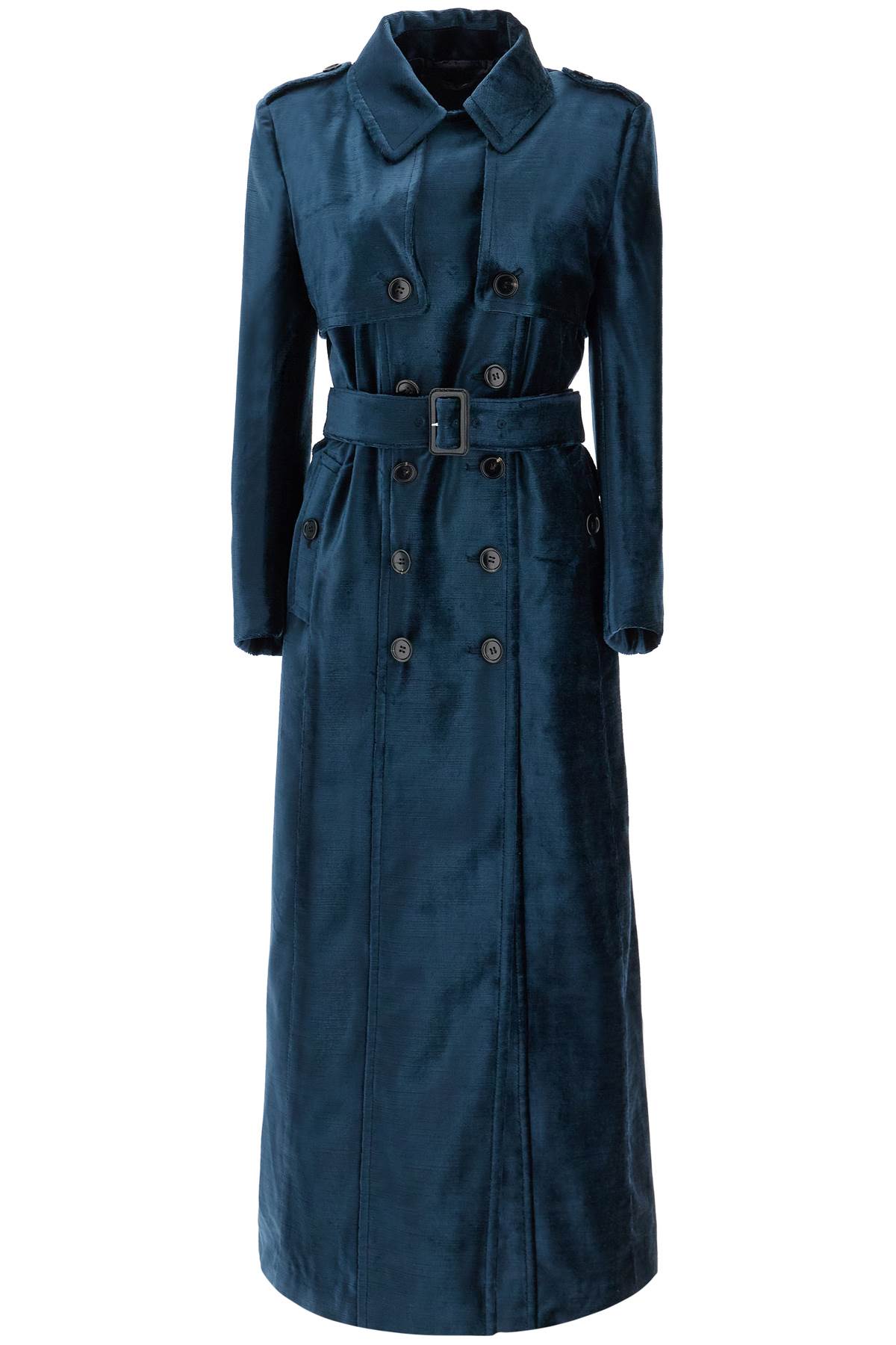 Shop Tom Ford Double-breasted Velvet Coat With Flame In Blue