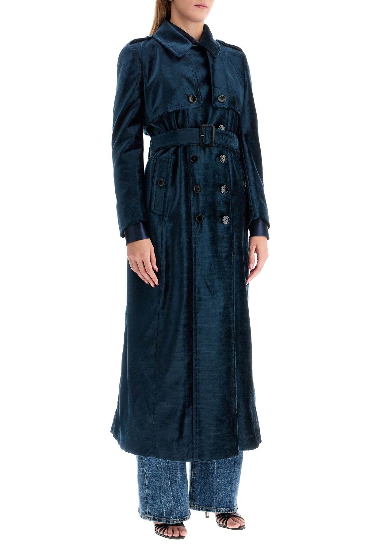 Shop Tom Ford Double-breasted Velvet Coat With Flame In Blue