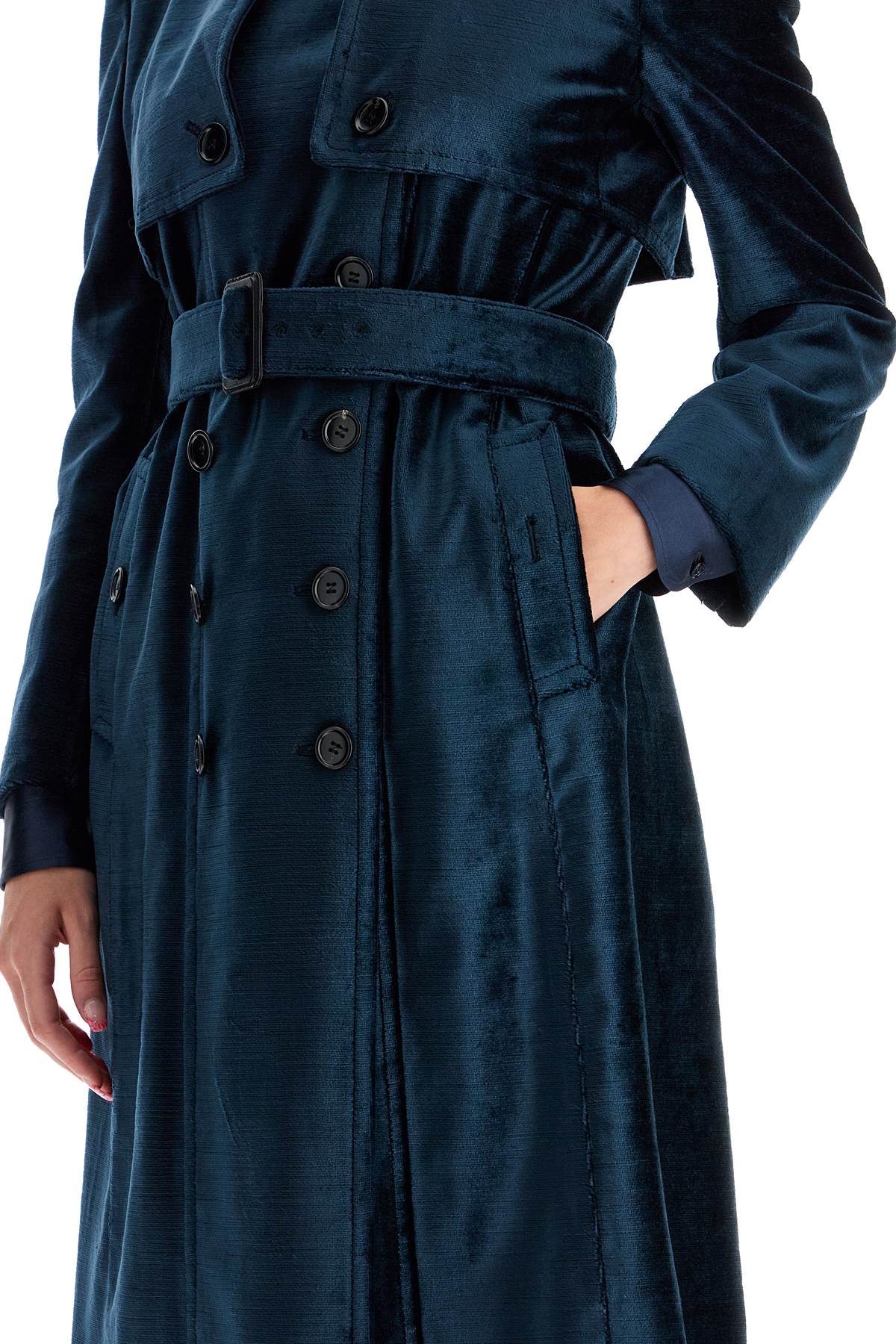 Shop Tom Ford Double-breasted Velvet Coat With Flame In Blue