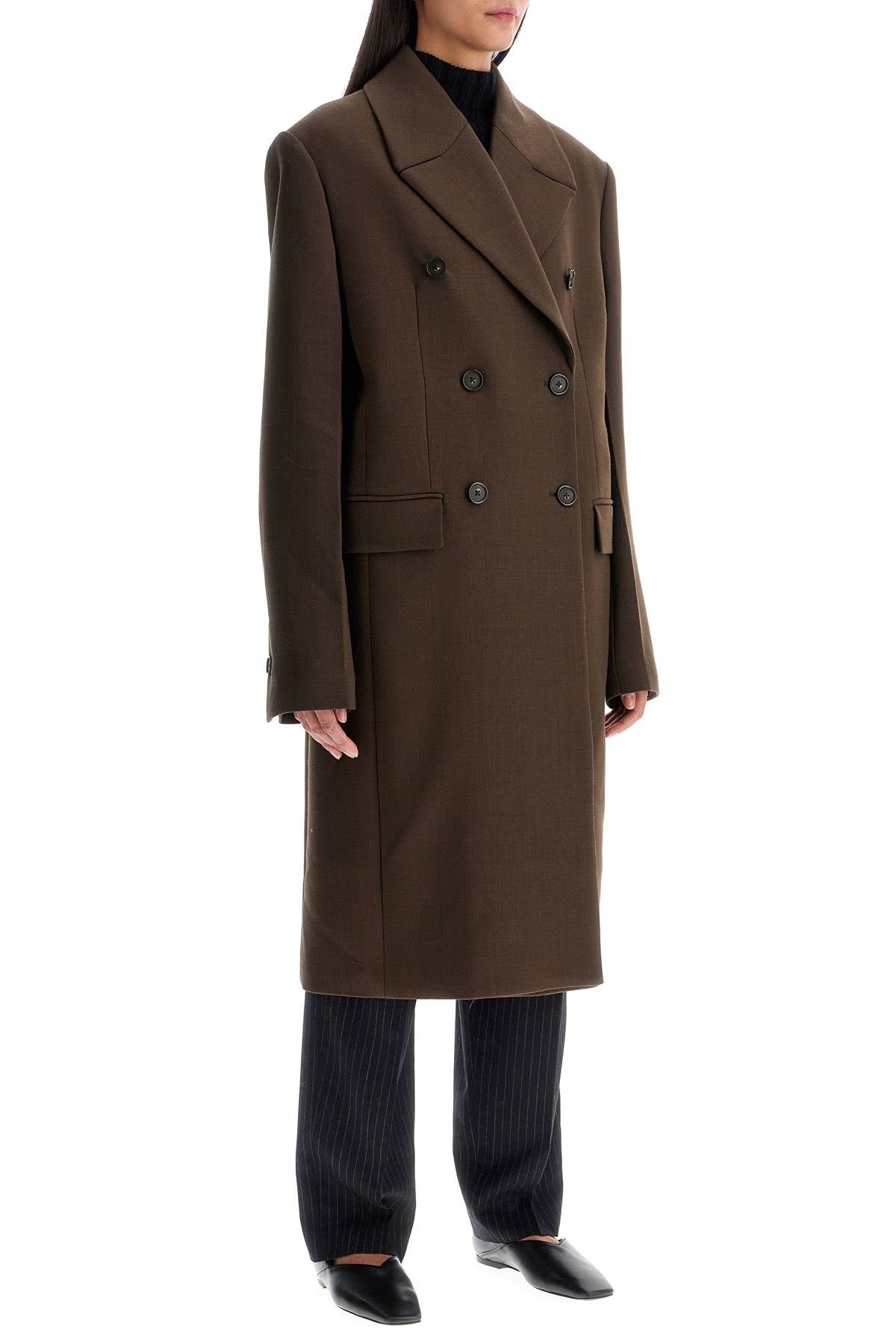 Shop Totême Wide Double-breasted Coat In Brown