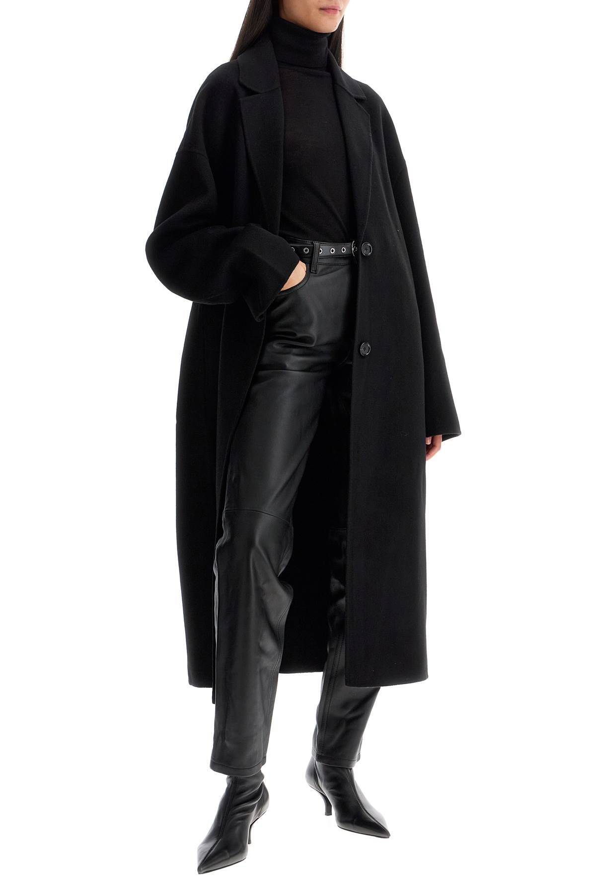 Shop Totême Wool Blend Cocoon Coat With In Black