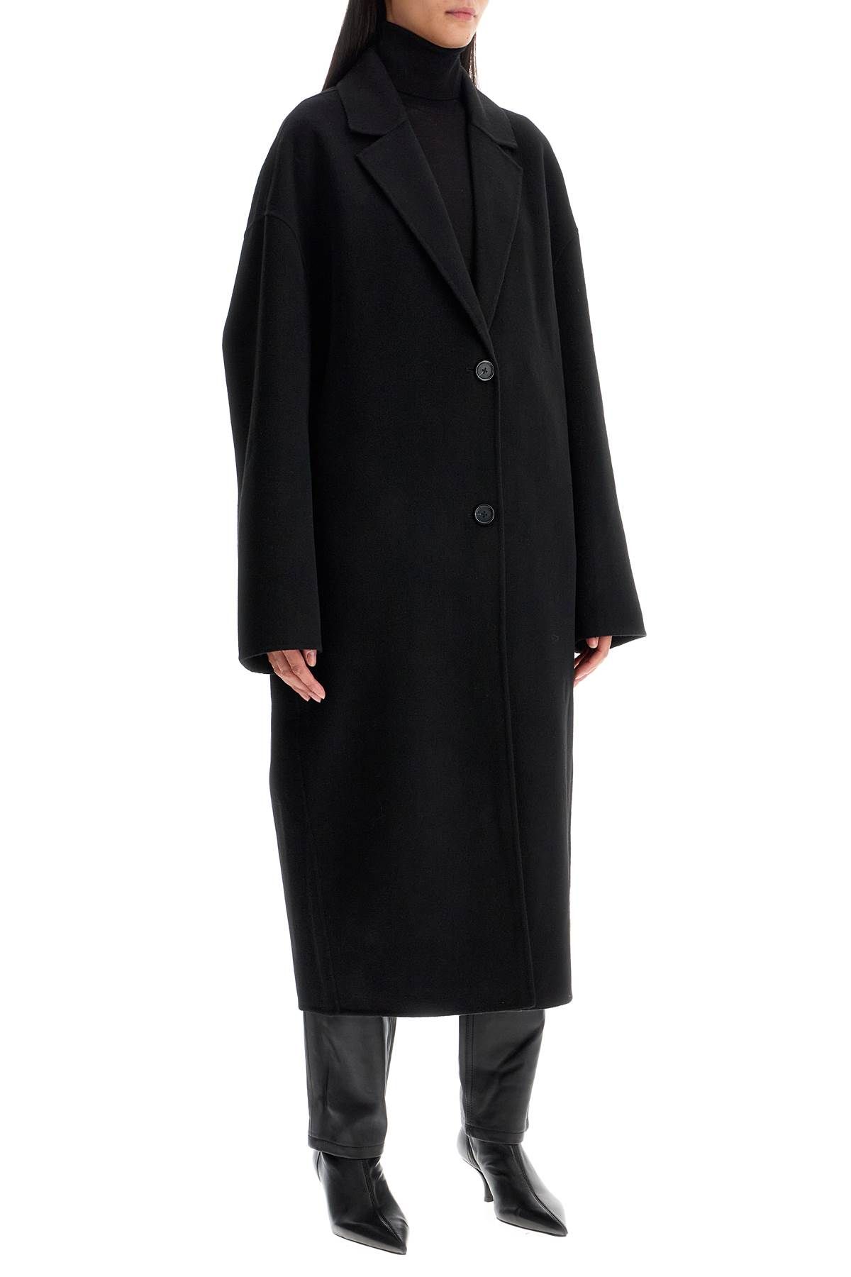 Shop Totême Wool Blend Cocoon Coat With In Black