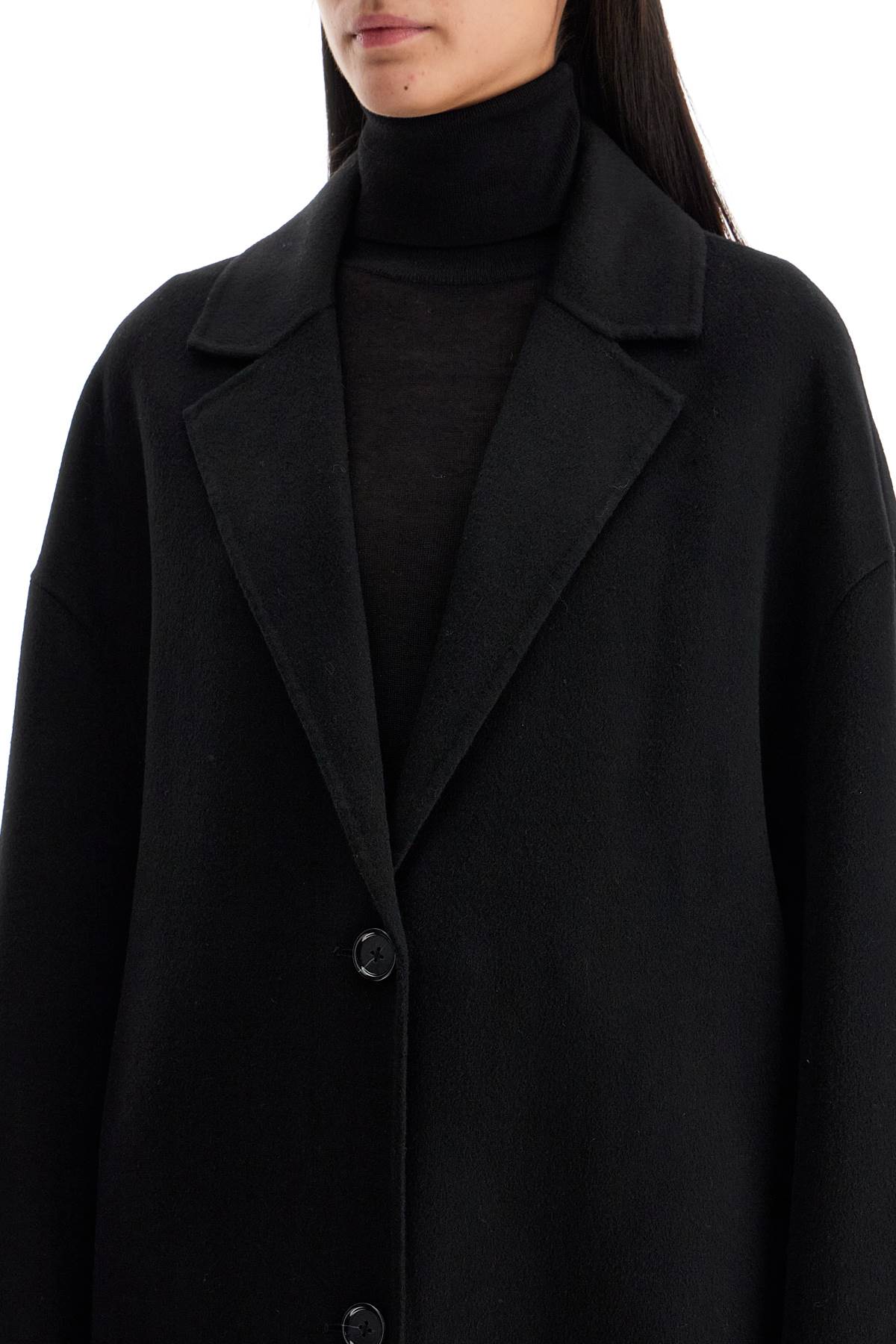 Shop Totême Wool Blend Cocoon Coat With In Black