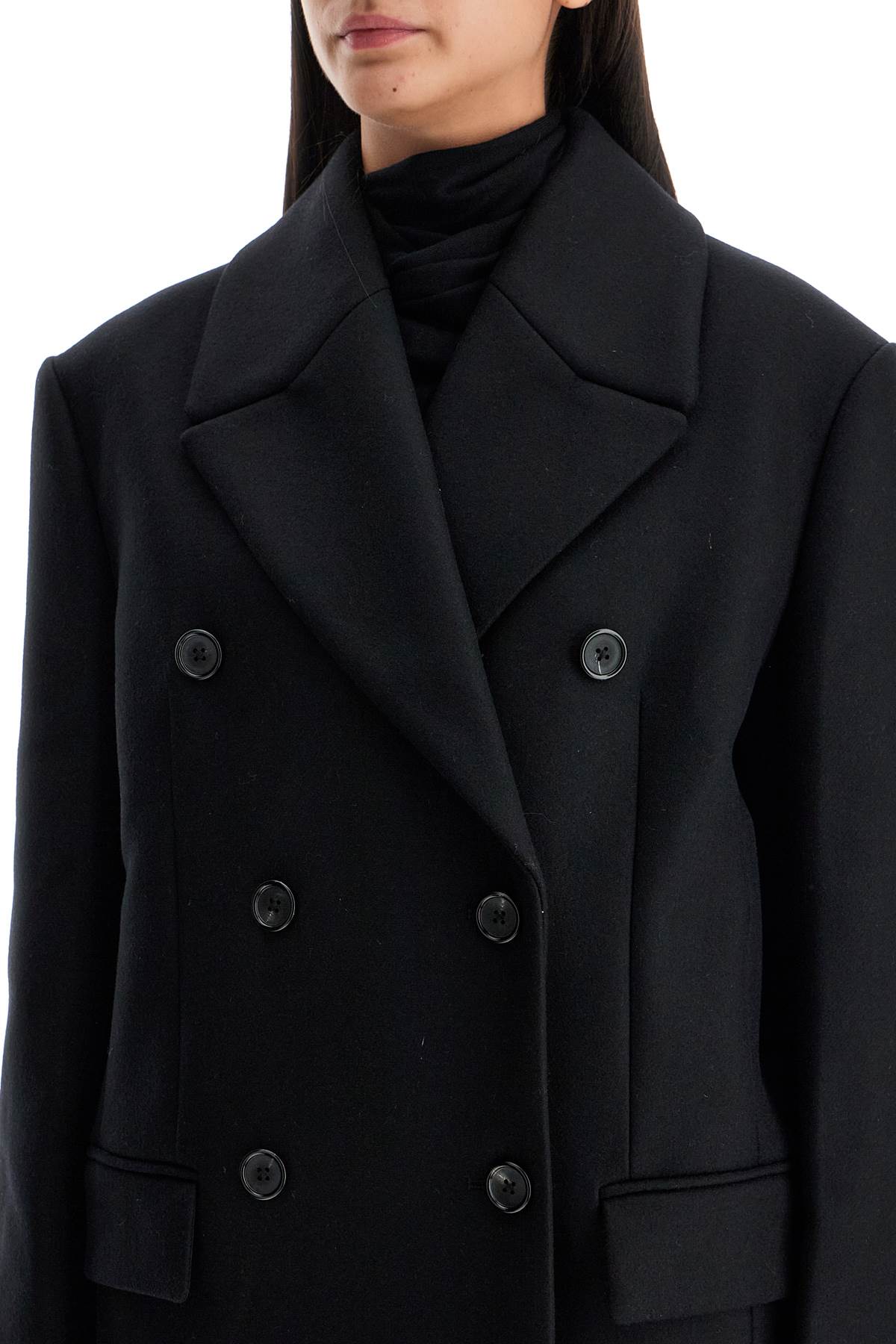 Shop Totême Wide Double-breasted Coat In Black