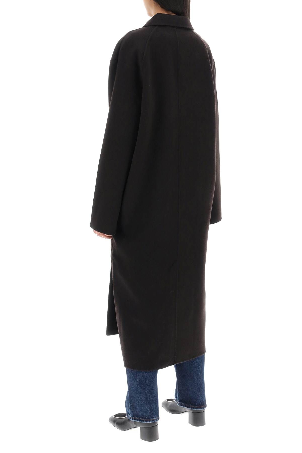 Shop Totême Oversized Double-breasted Wool Coat In Brown