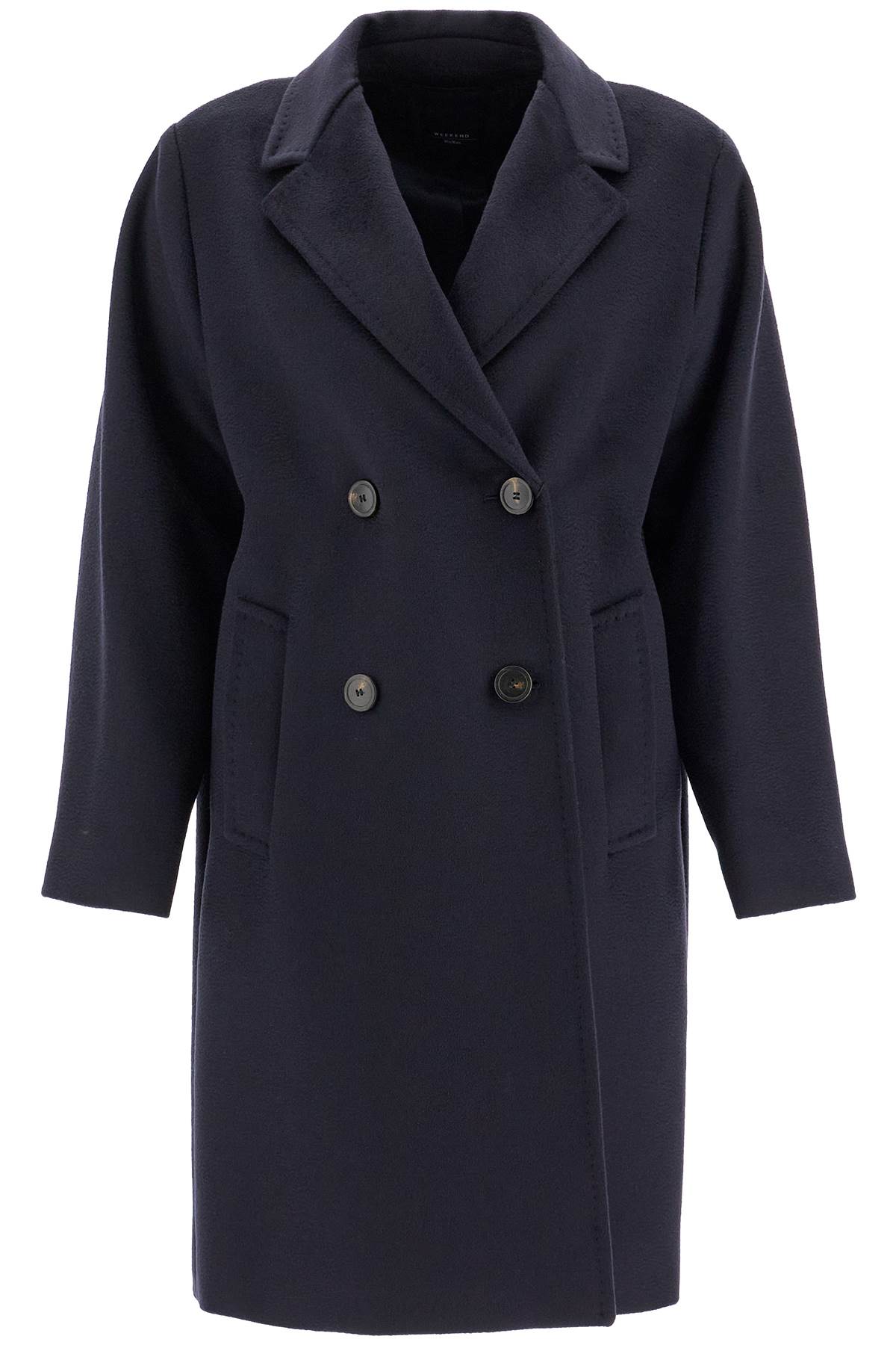 Shop Weekend Max Mara Zum Double-breasted Coat In Blue