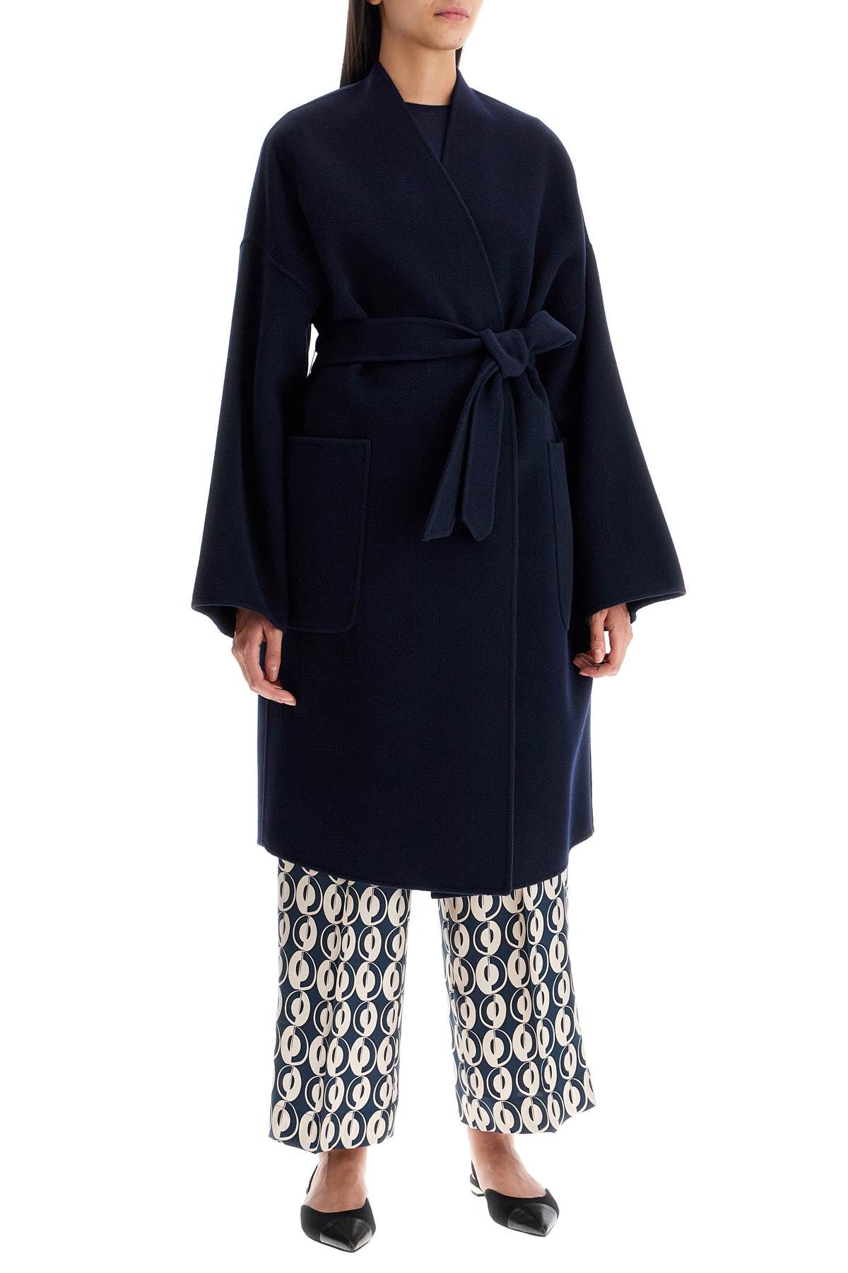 Shop Weekend Max Mara Eris Midi Wrap Coat With Robe In Blue