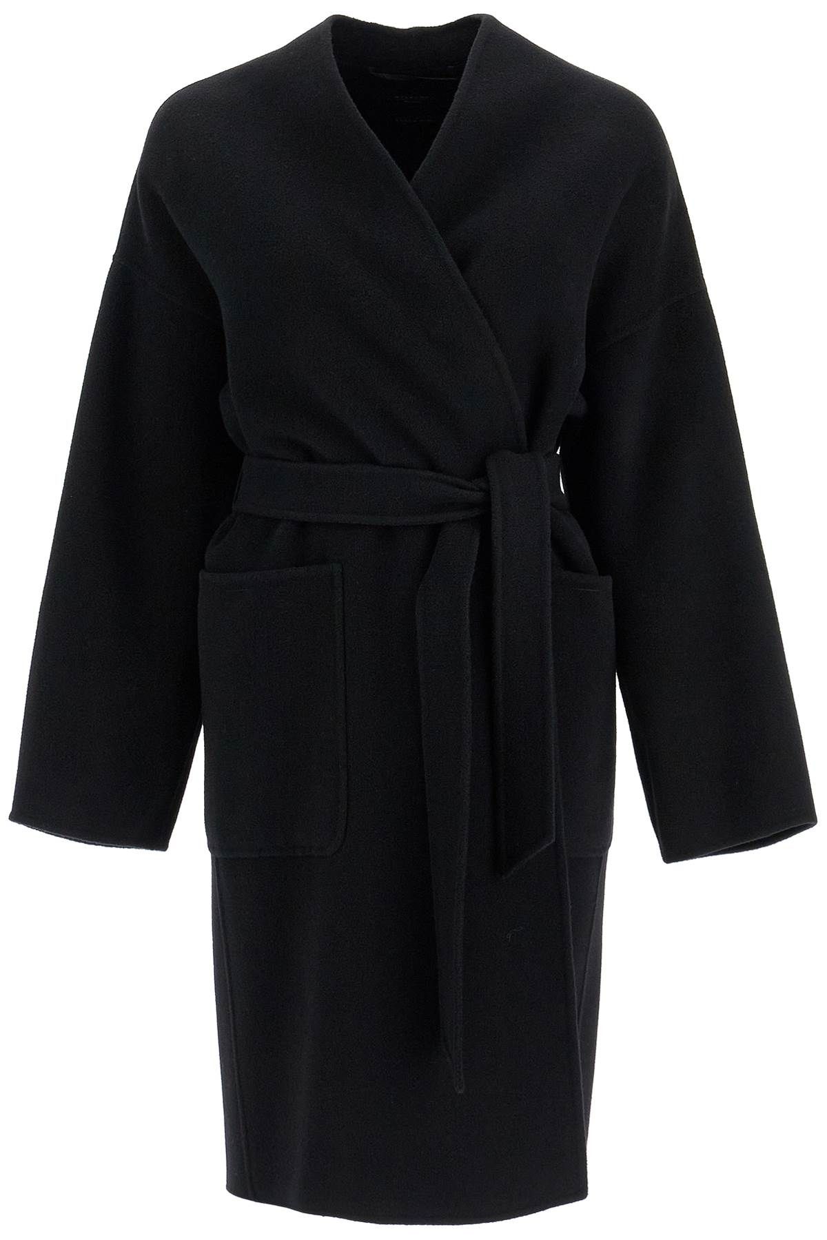 Shop Weekend Max Mara Eris Midi Wrap Coat With Robe In Black