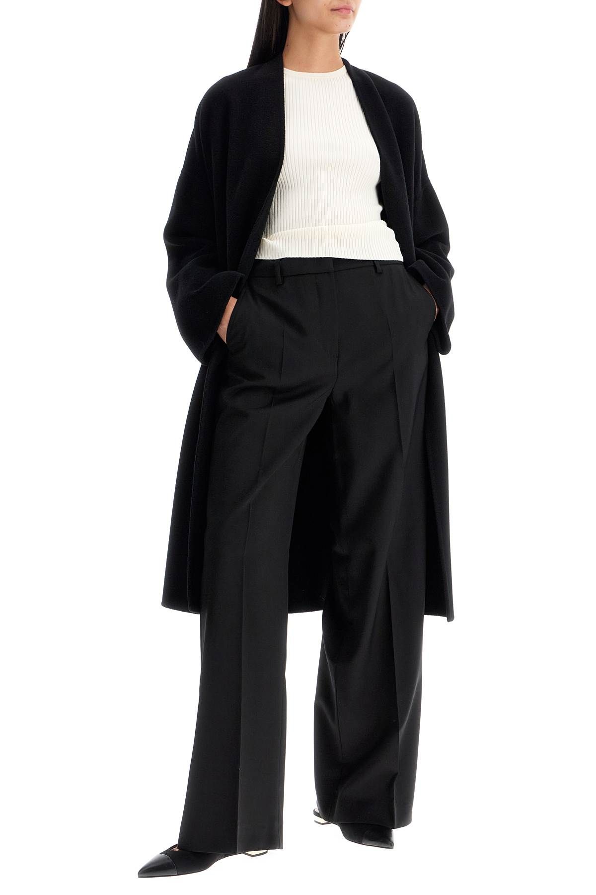 Shop Weekend Max Mara Eris Midi Wrap Coat With Robe In Black