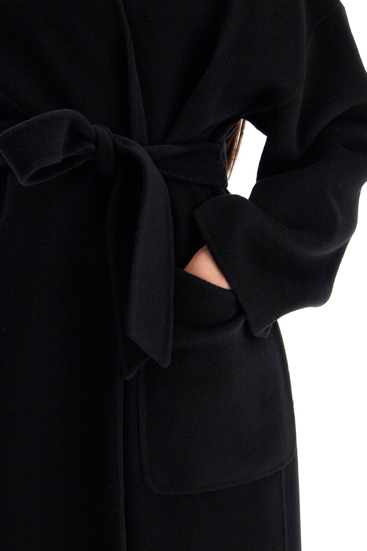 Shop Weekend Max Mara Eris Midi Wrap Coat With Robe In Black