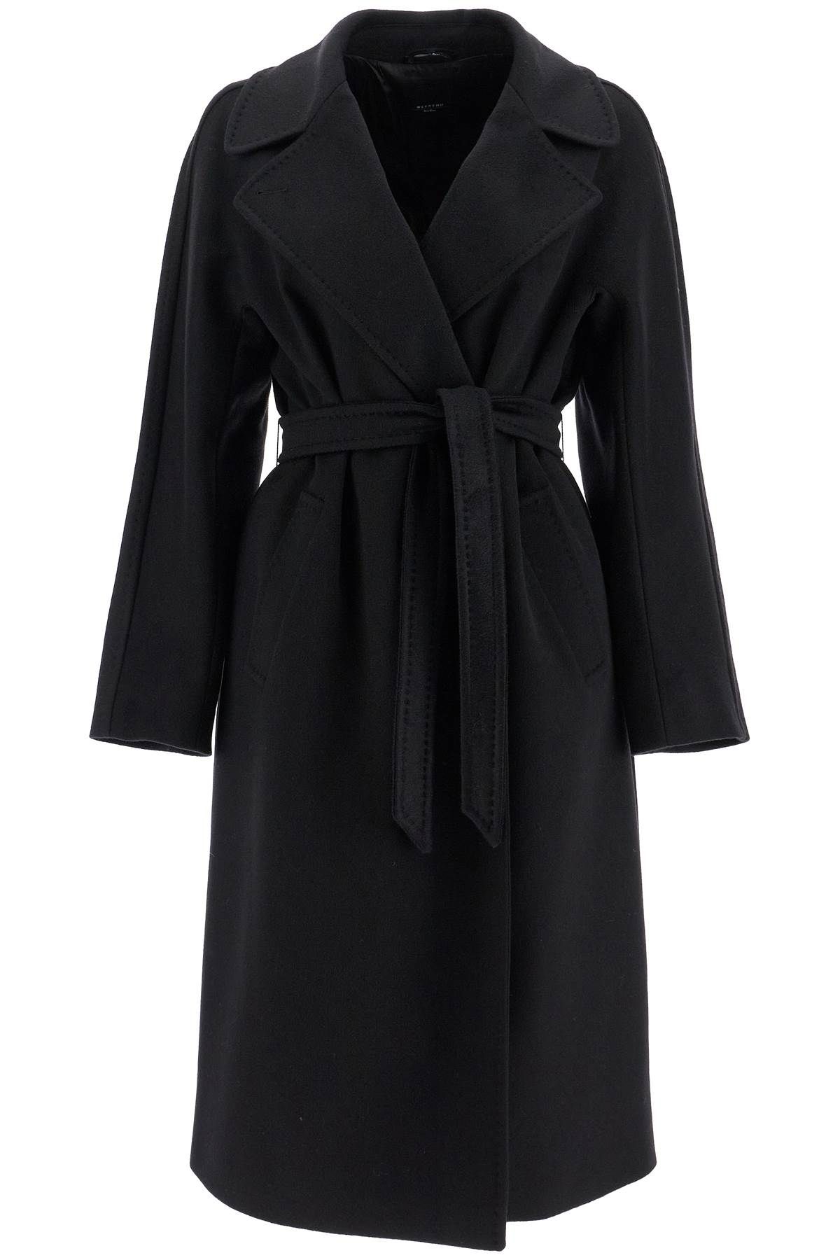 Shop Weekend Max Mara Cashmere Long Coat In Black