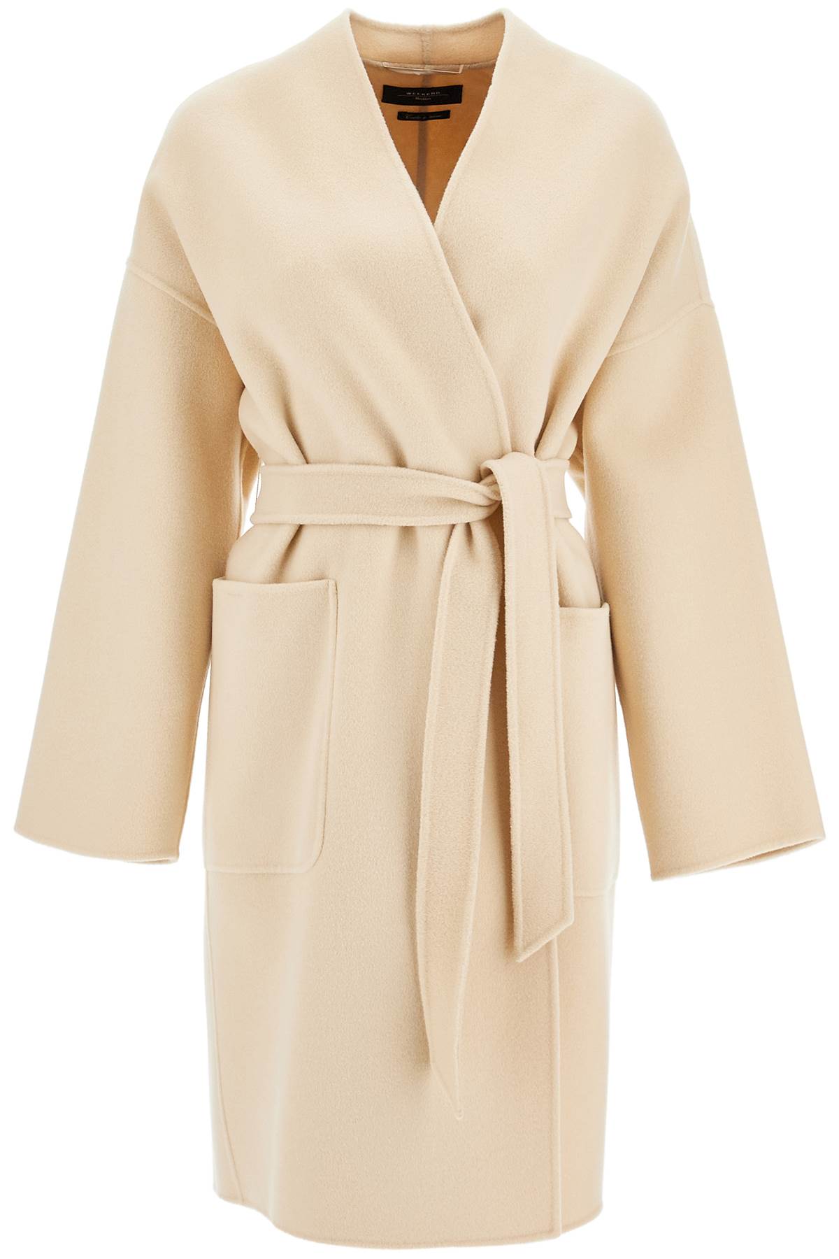 Shop Weekend Max Mara Eris Midi Wrap Coat With Robe In Neutro