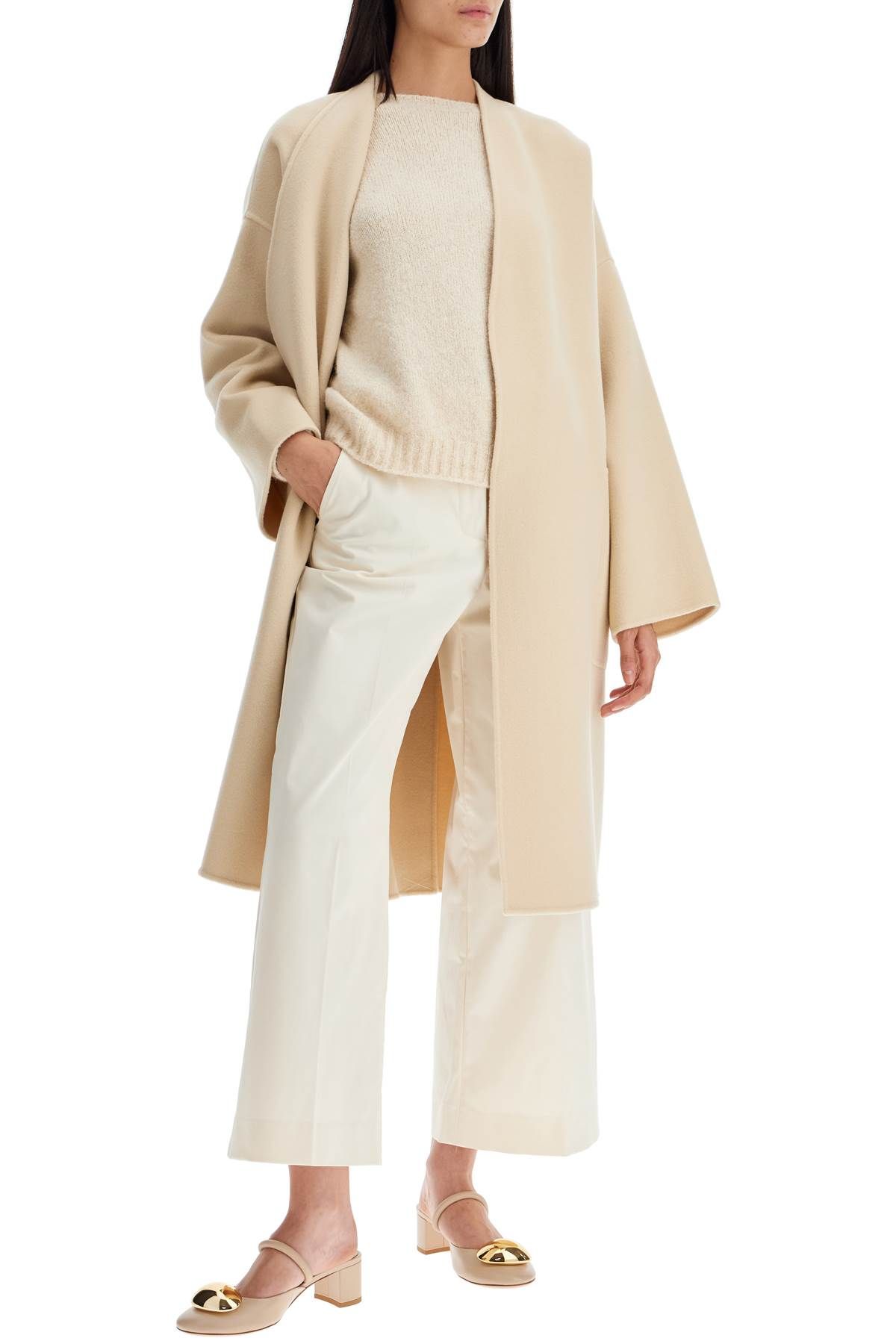 Shop Weekend Max Mara Eris Midi Wrap Coat With Robe In Neutro