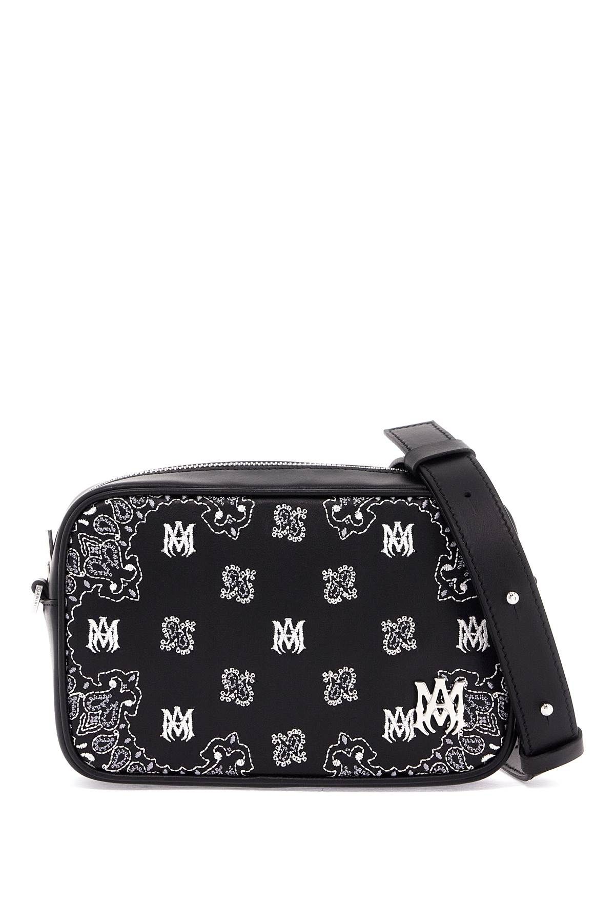 Shop Amiri 'bandana Embroidered Camera Bag With In Black