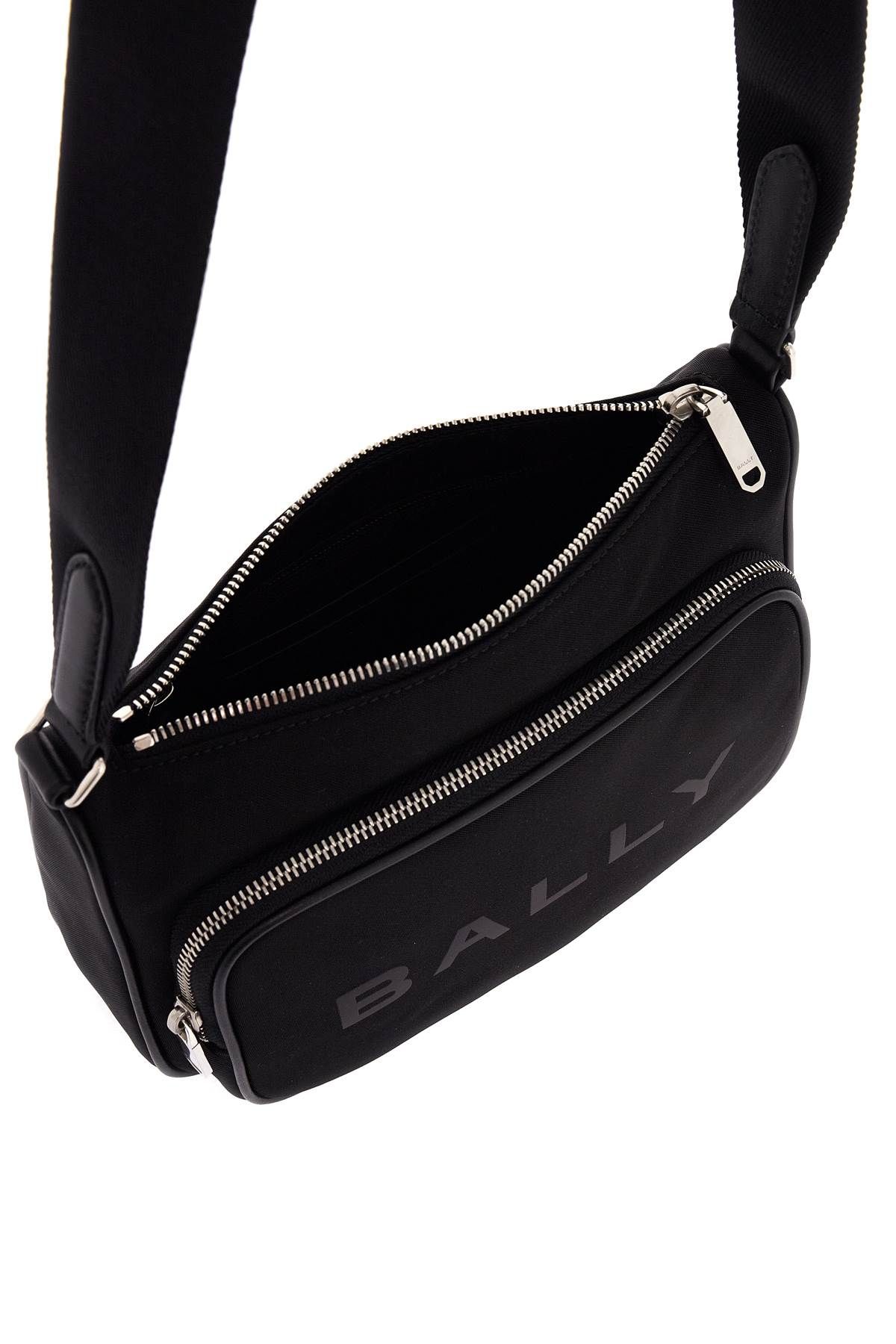 Shop Bally Nylon Shoulder Bag With Adjustable Strap In Black