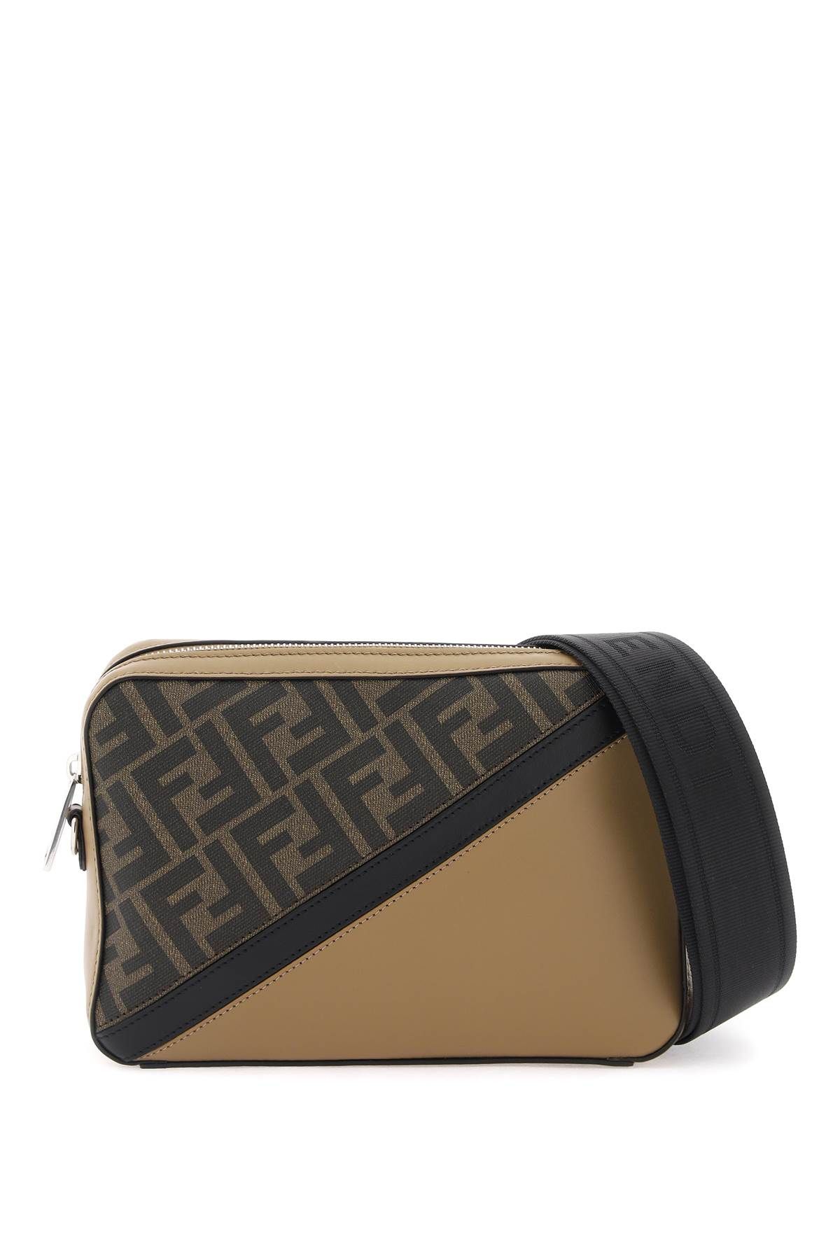 Shop Fendi Diagonal Camera Bag In Beige