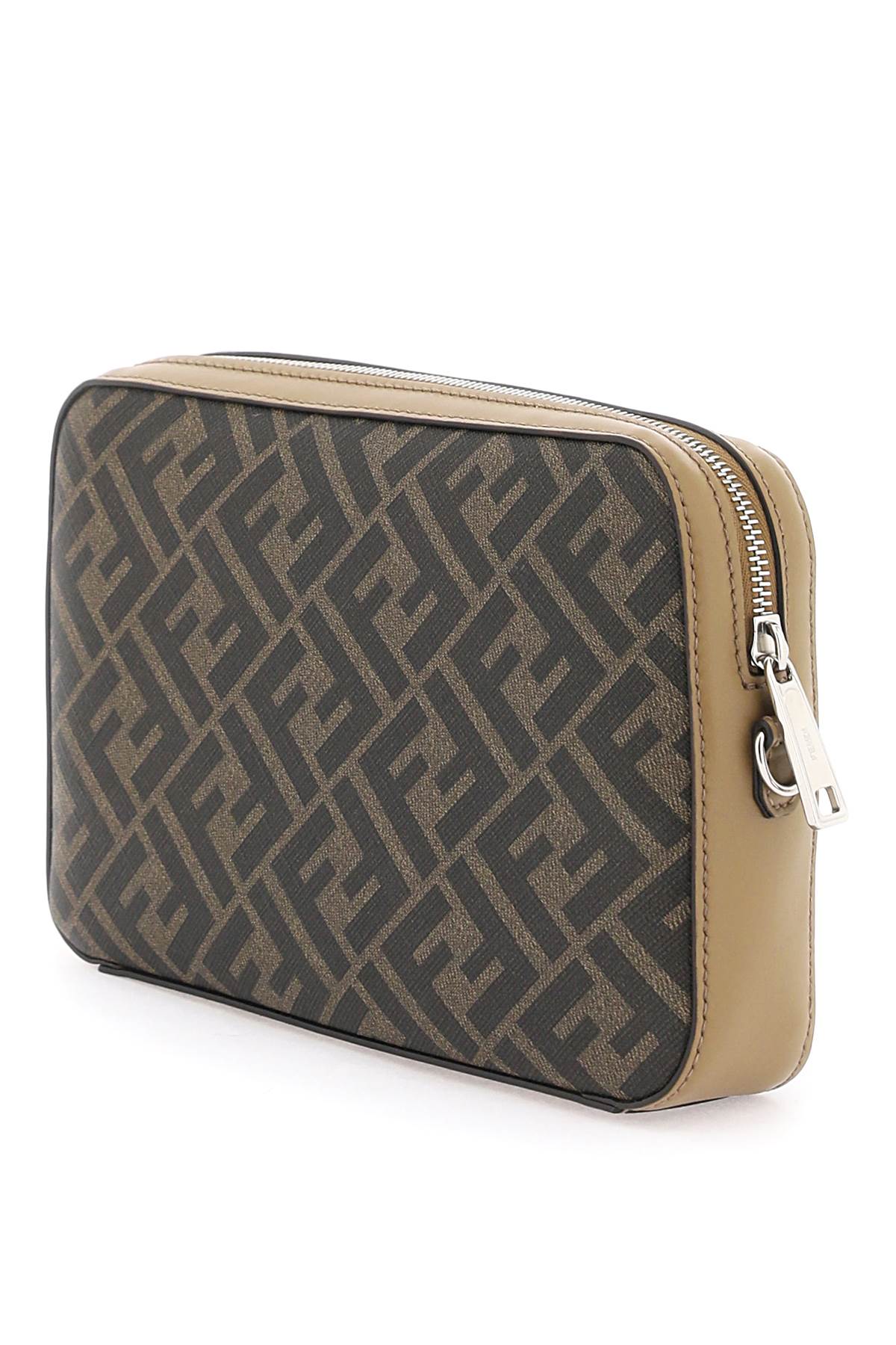 Shop Fendi Diagonal Camera Bag In Beige