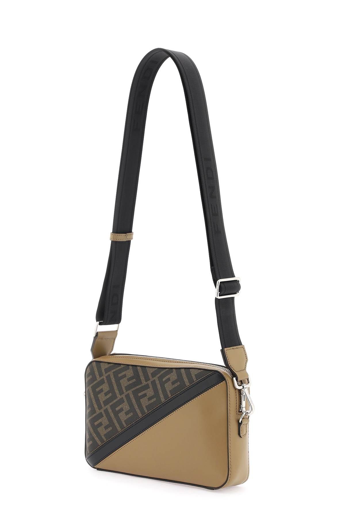 Shop Fendi Diagonal Camera Bag In Beige