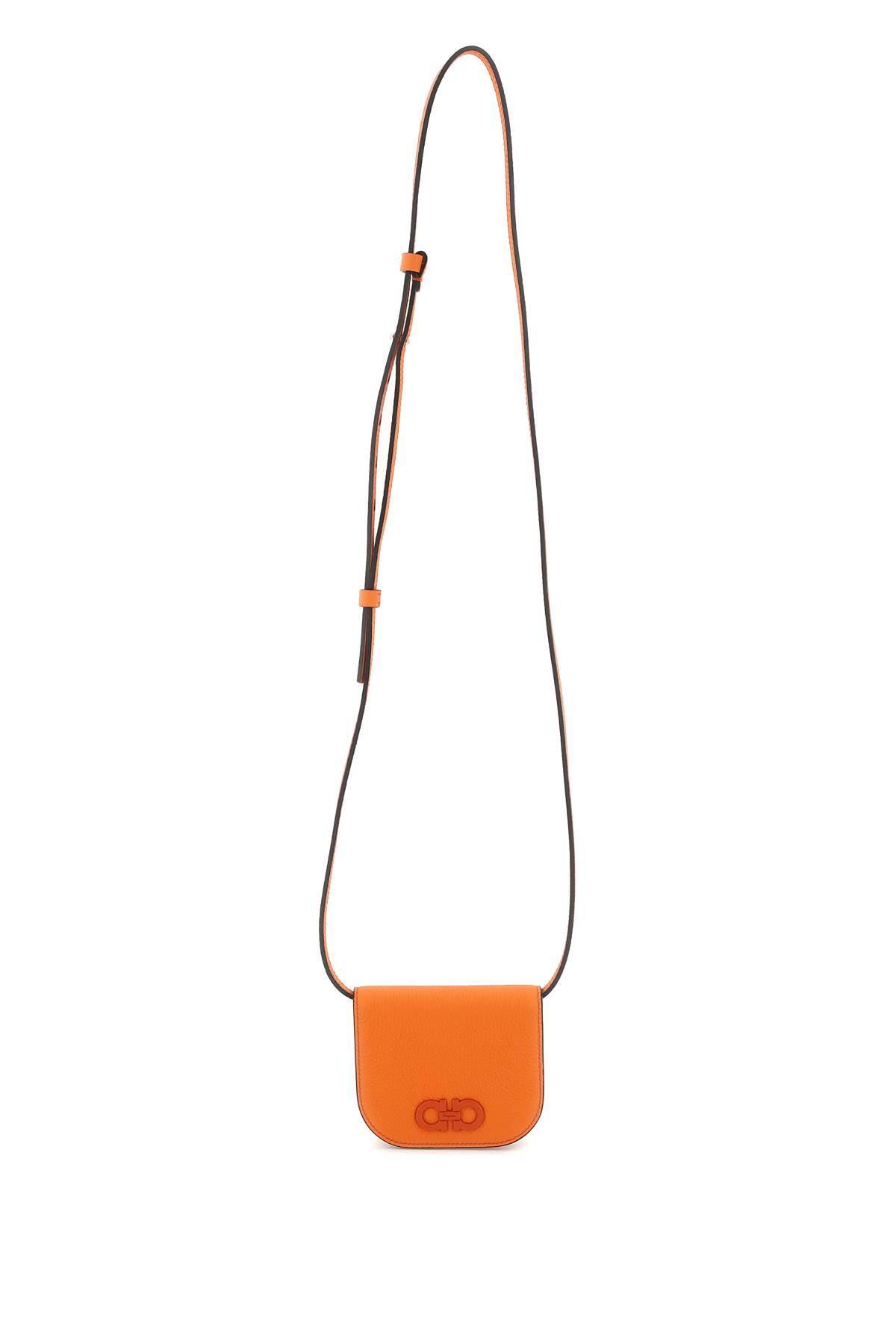 Ferragamo Gancini Mini Card-holder Bag In Orange