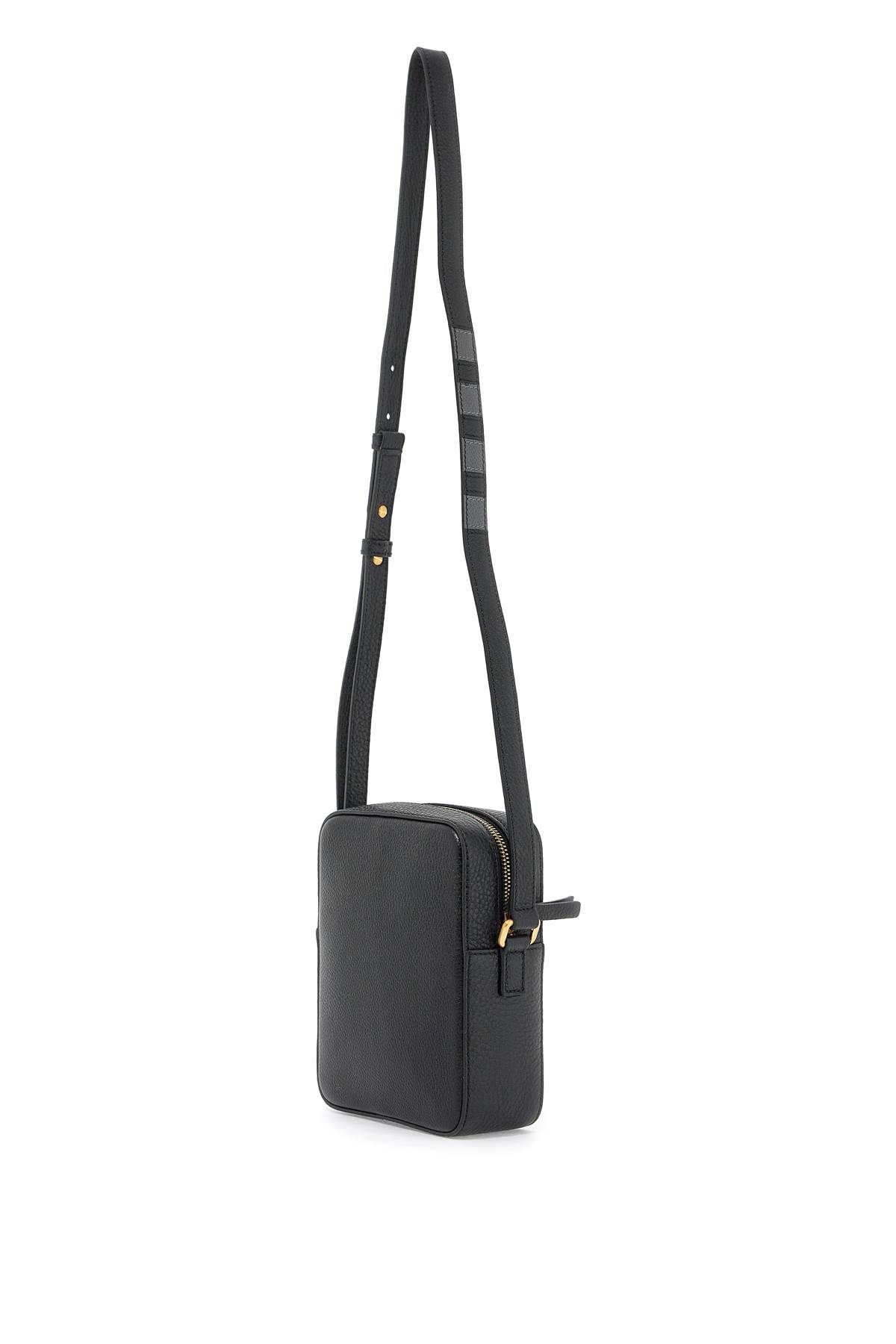 Shop Thom Browne Pebble Grain Leather Vertical Camera Bag In Black