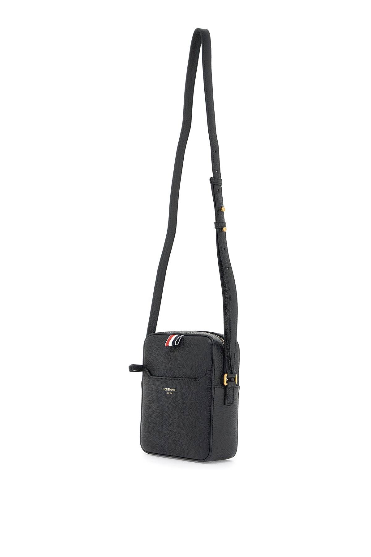 Shop Thom Browne Pebble Grain Leather Vertical Camera Bag In Black