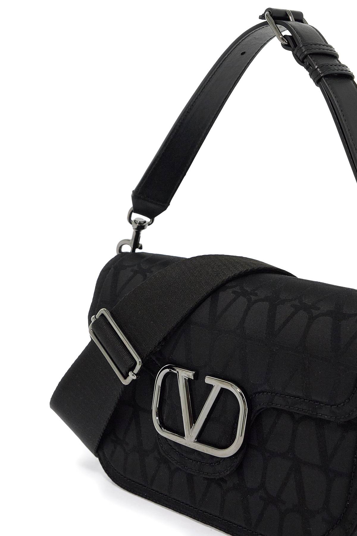 Shop Valentino Iconographer Toile Shoulder Bag In Black