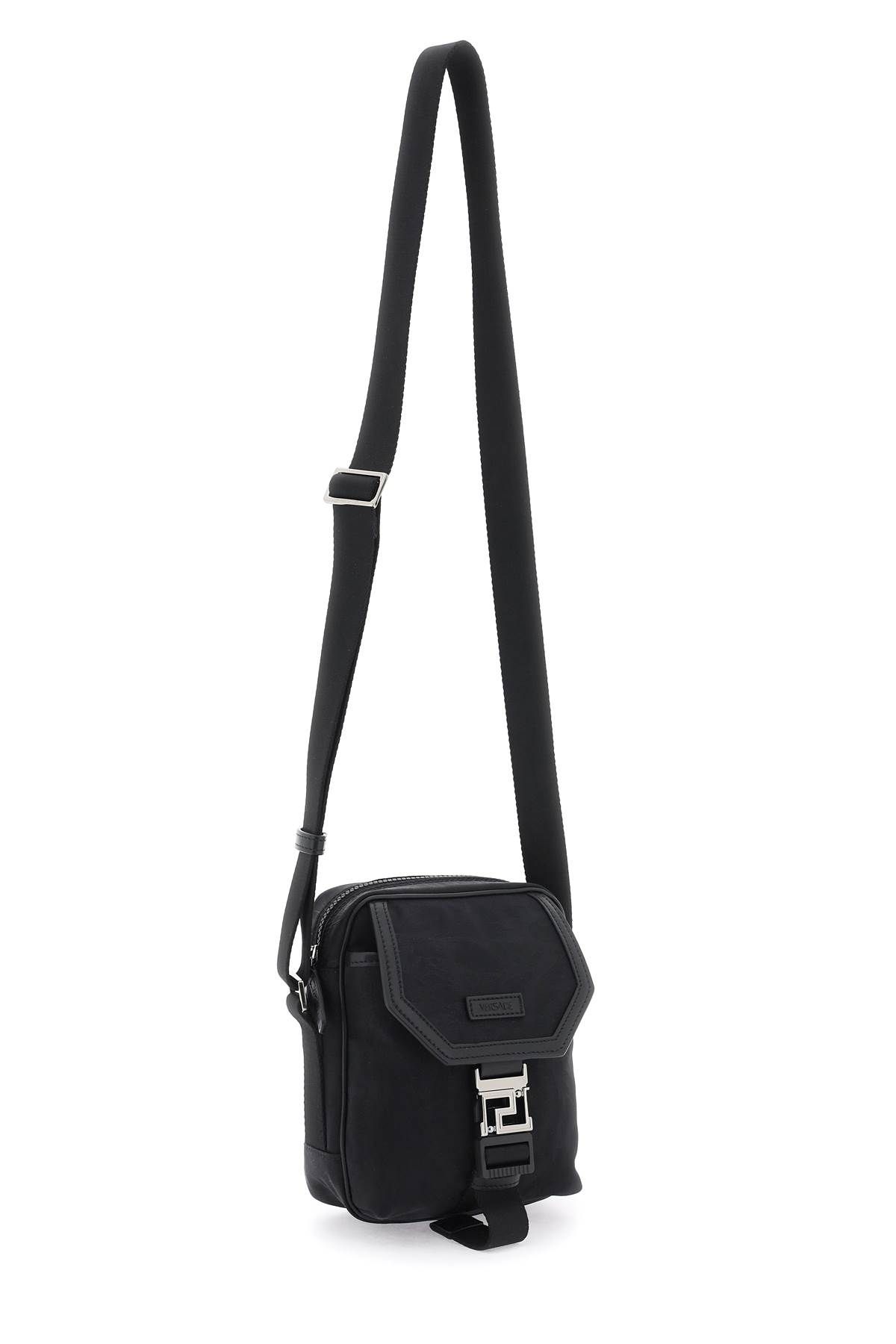 Shop Versace Neo Nylon Crossbody Bag In Black